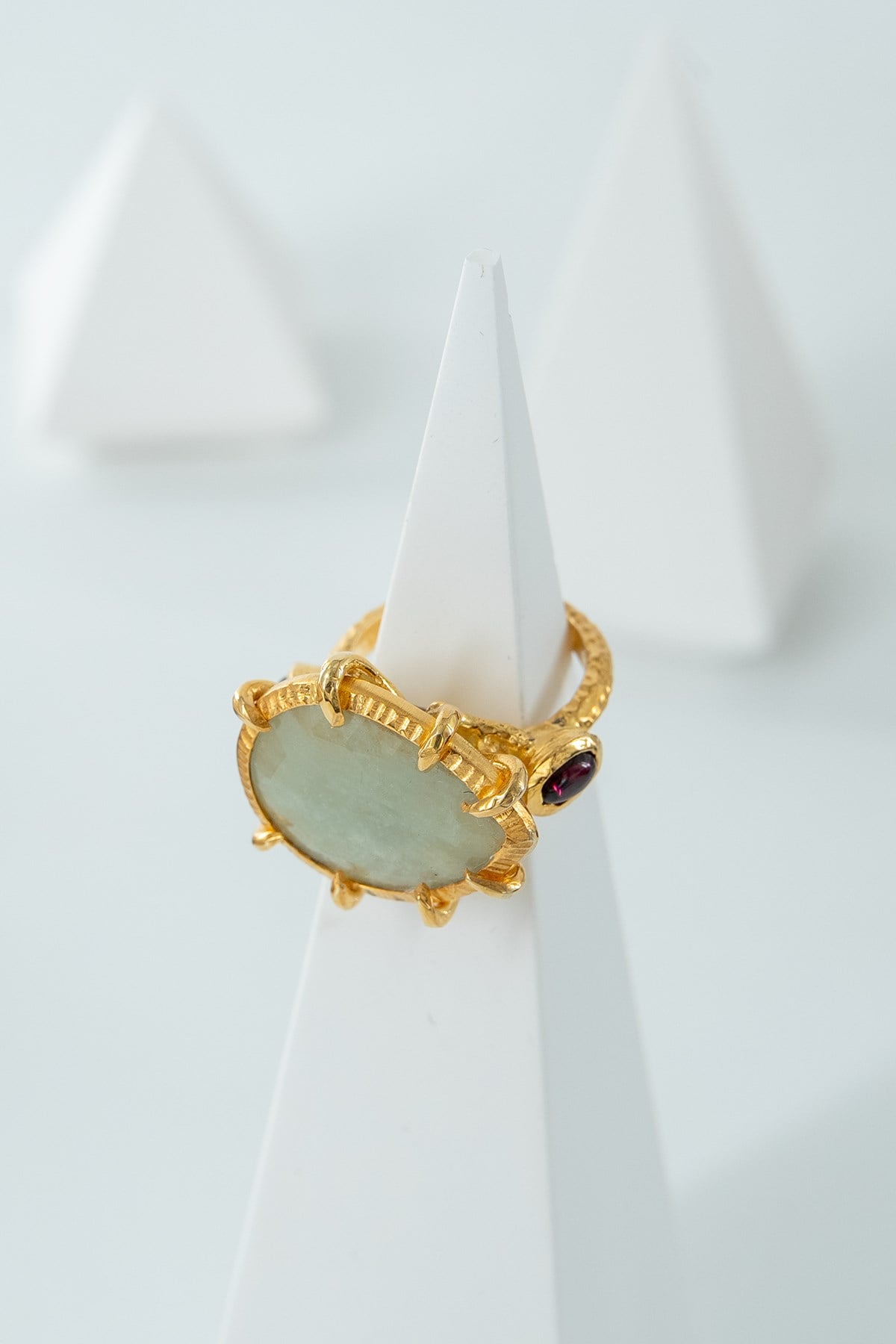 Safir & Garnet Taşlı Gümüş Yüzük