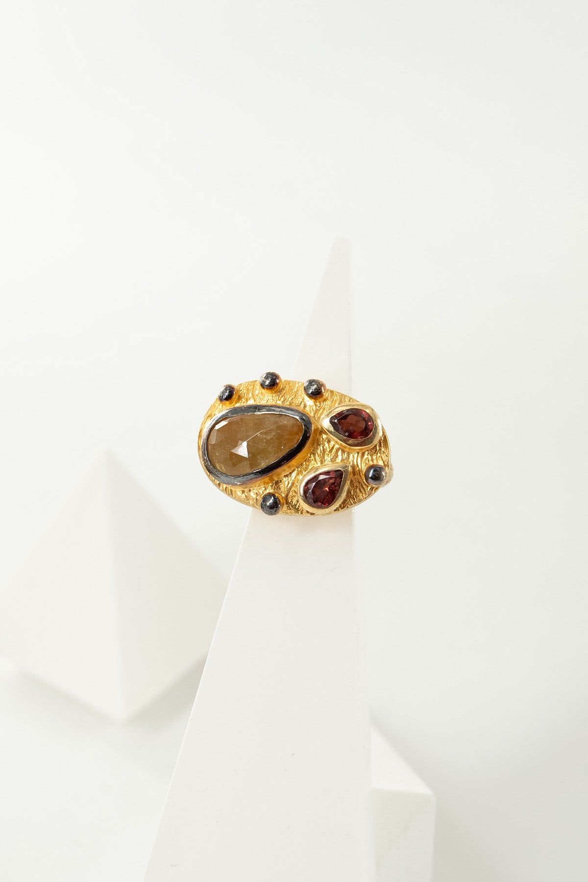Safir & Garnet Taşlı Gümüş Yüzük