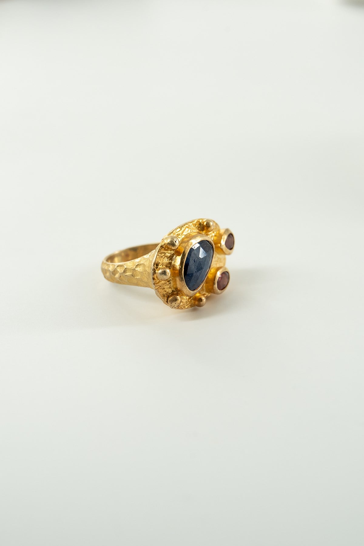 Safir & Garnet Taşlı Gümüş Yüzük