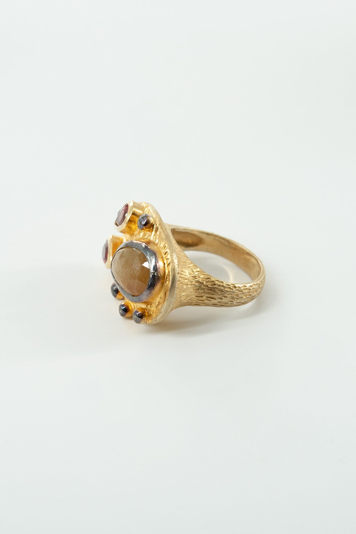 Safir & Garnet Taşlı Gümüş Yüzük