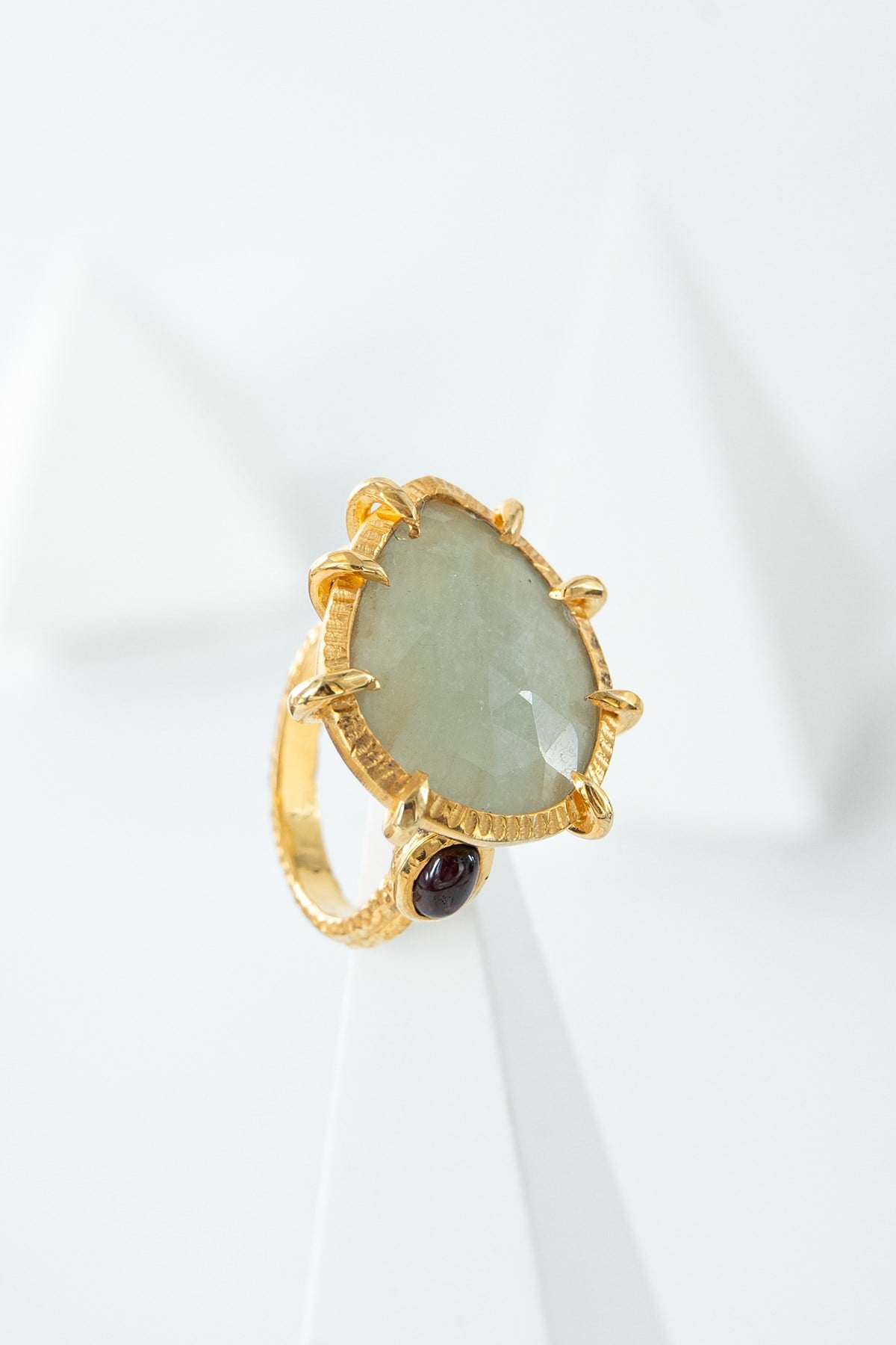 Safir & Garnet Taşlı Tasarım Gümüş Yüzük