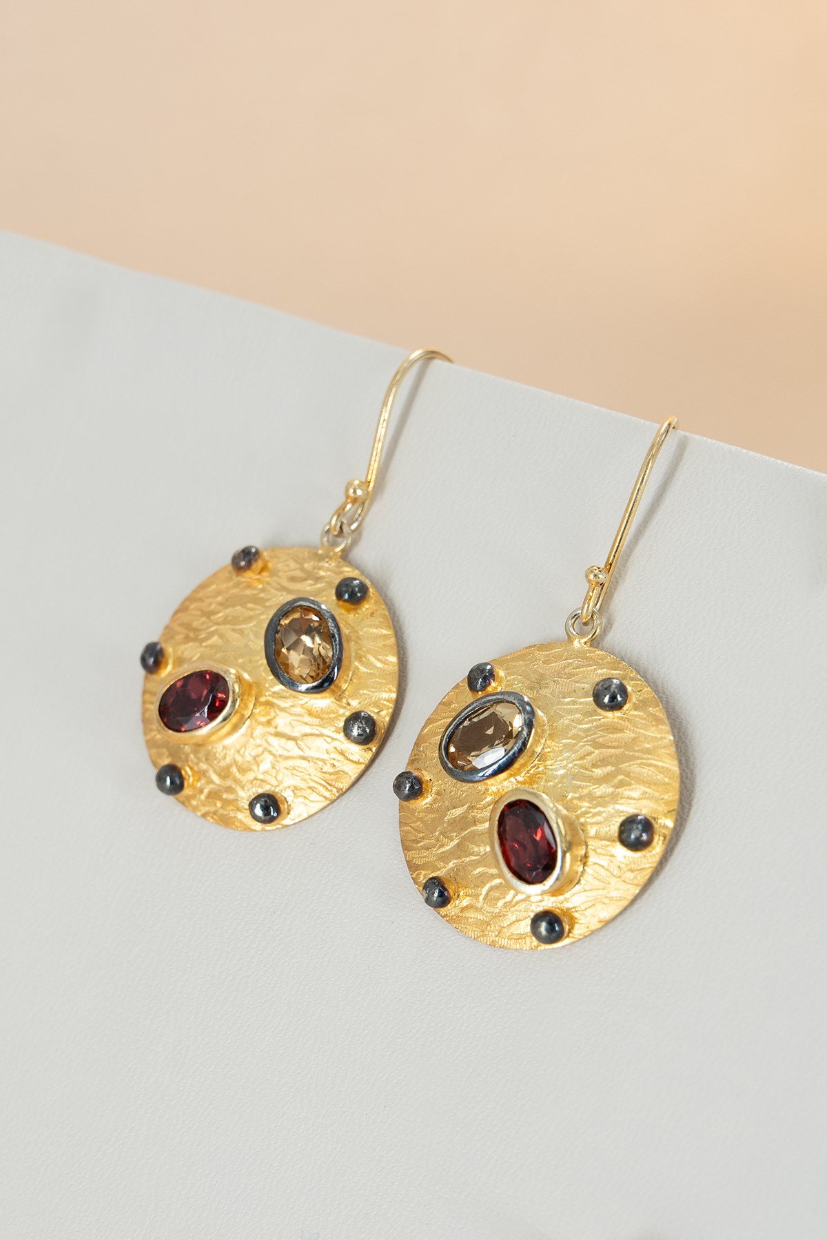 Sitrin & Garnet Gümüş Küpe