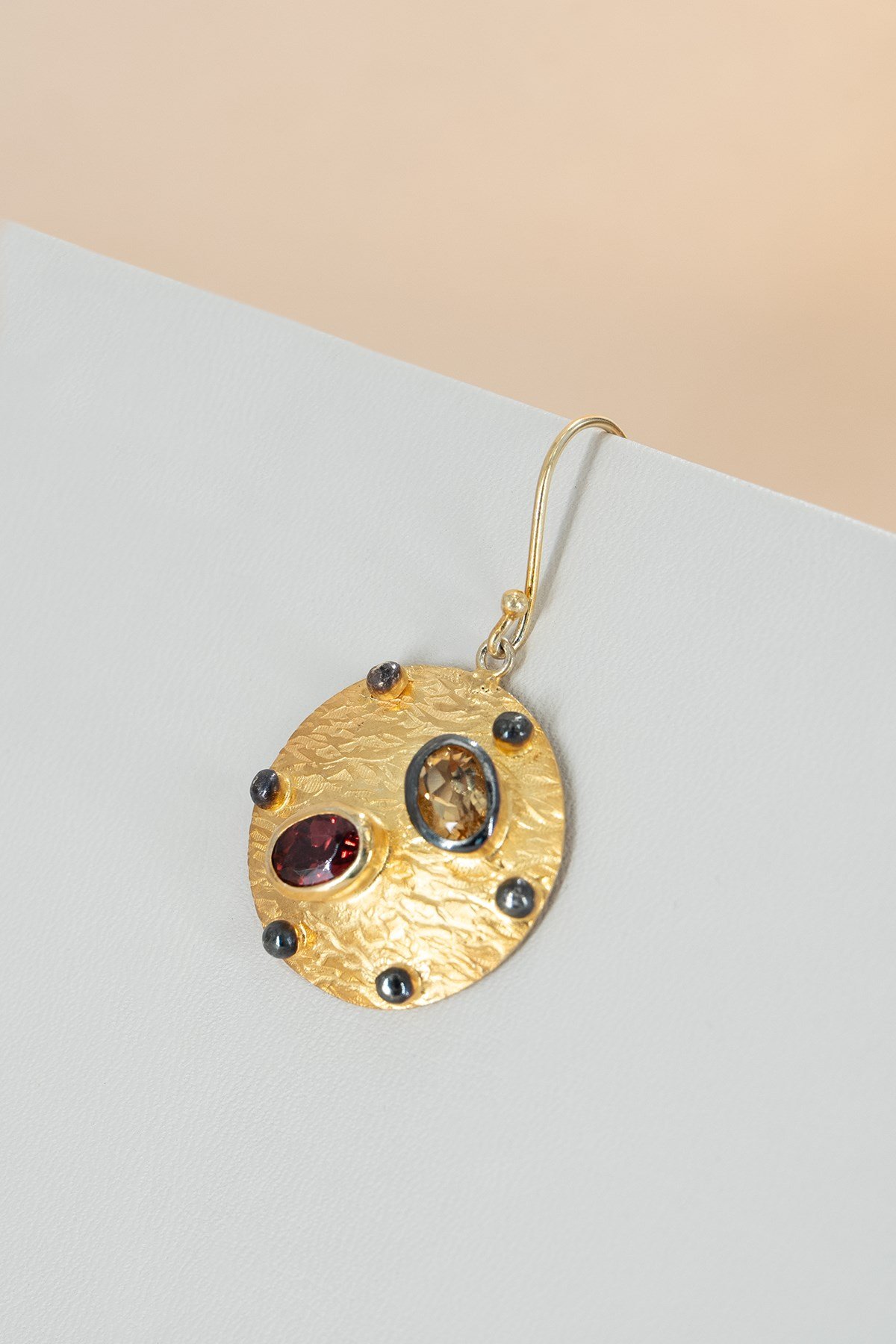 Sitrin & Garnet Gümüş Küpe