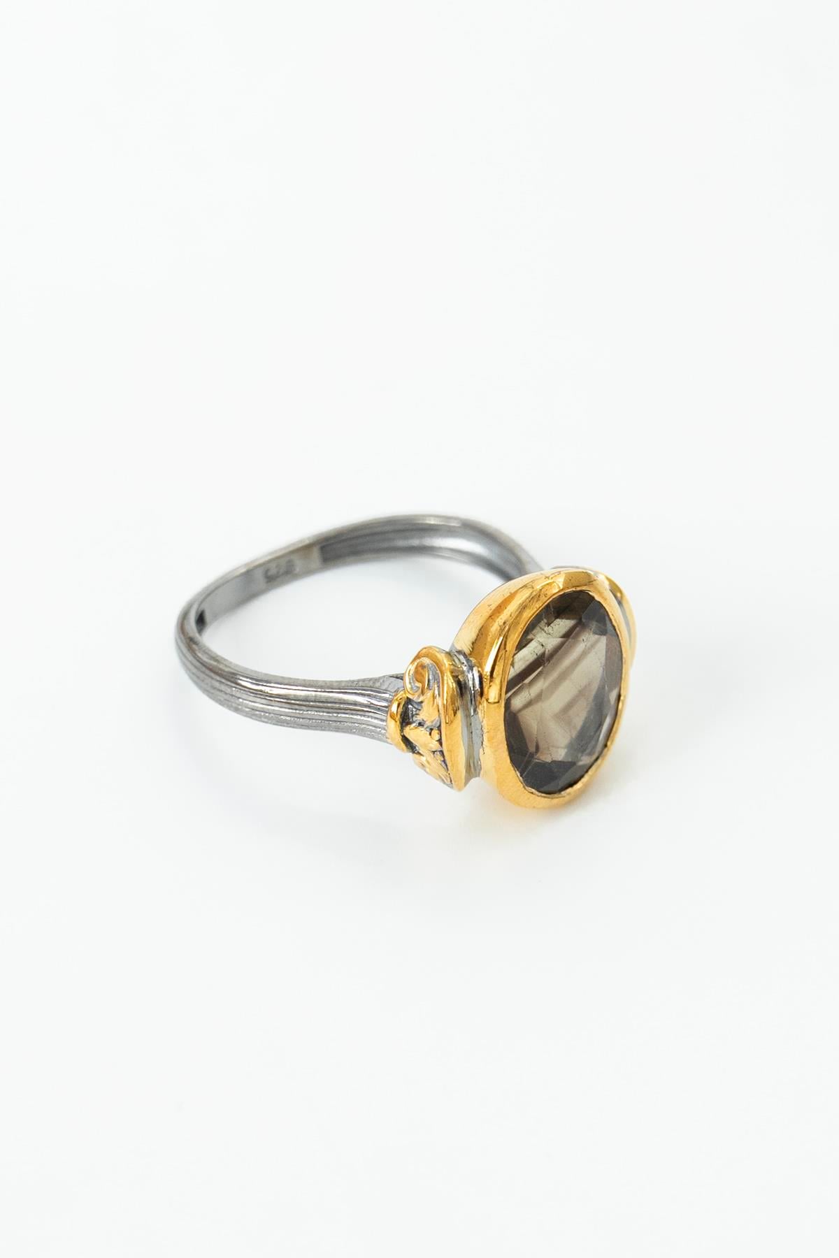 Smoky Quartz Taşlı Gümüş Yüzük