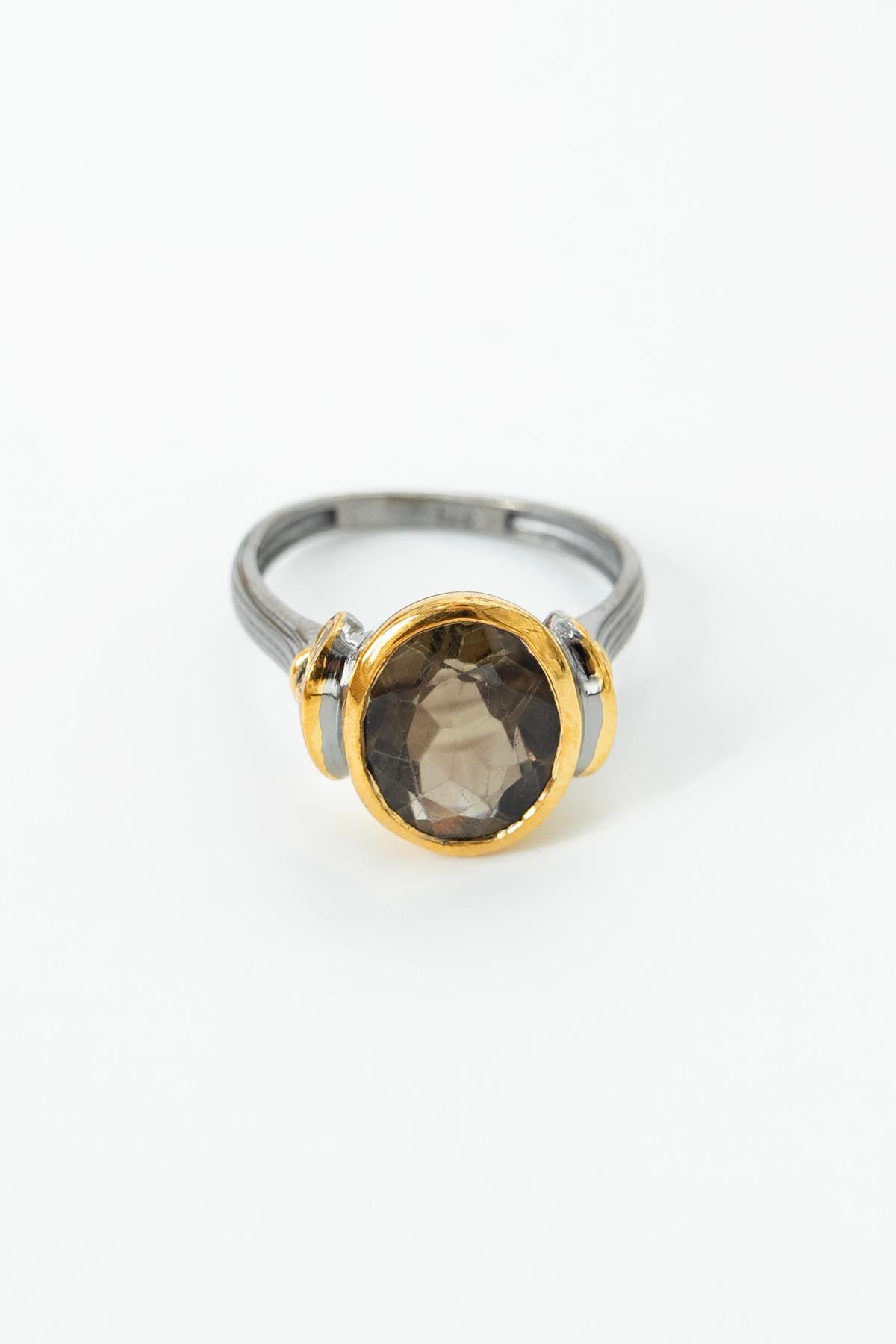 Smoky Quartz Taşlı Gümüş Yüzük