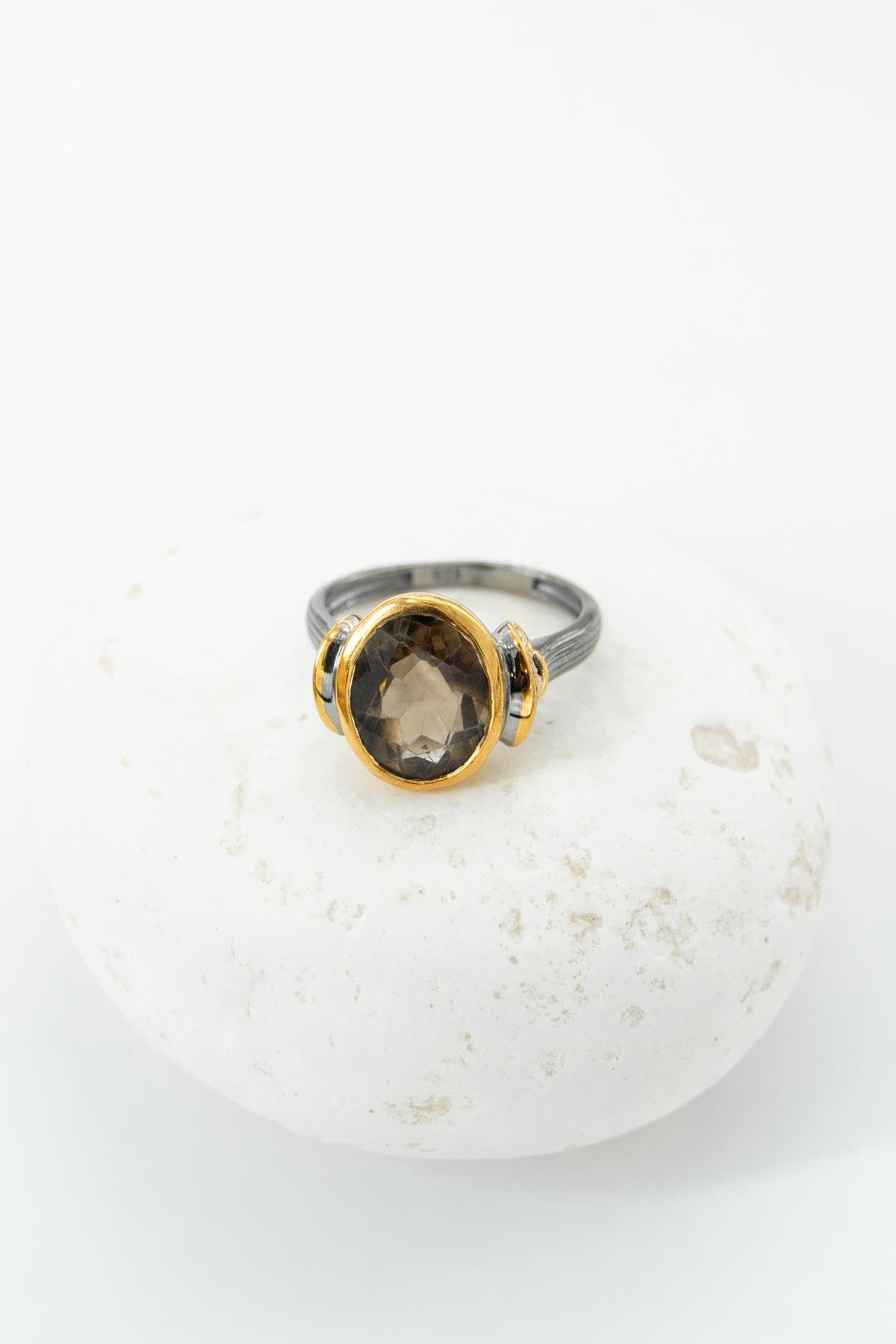 Smoky Quartz Taşlı Gümüş Yüzük