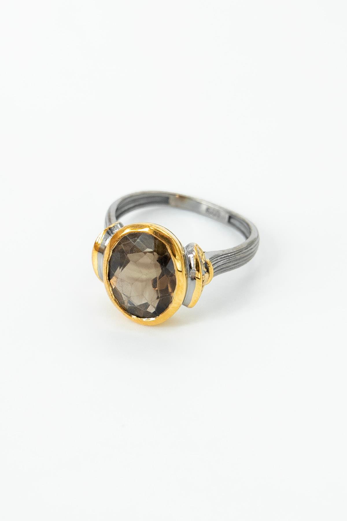 Smoky Quartz Taşlı Gümüş Yüzük