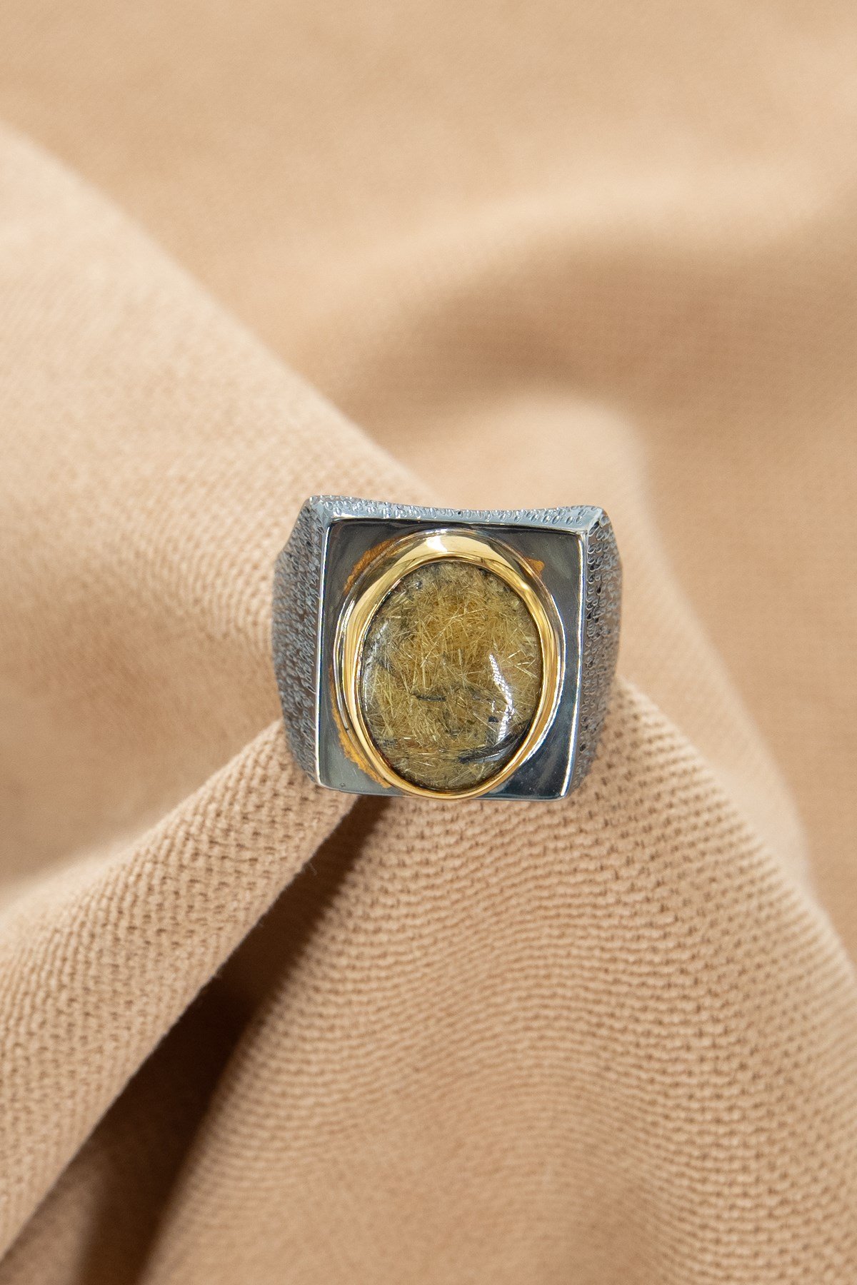 Star Gold Rutil Quartz Gümüş Yüzük