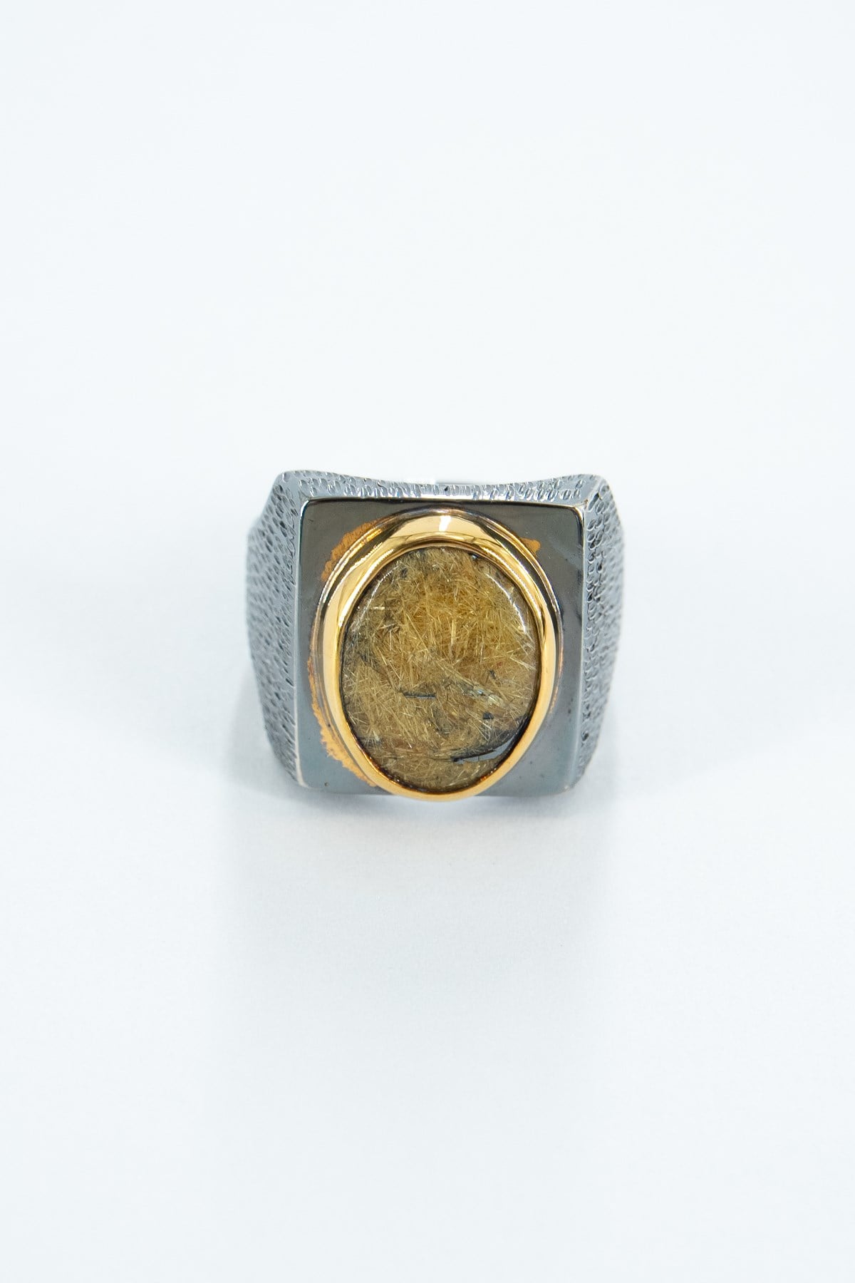 Star Gold Rutil Quartz Gümüş Yüzük