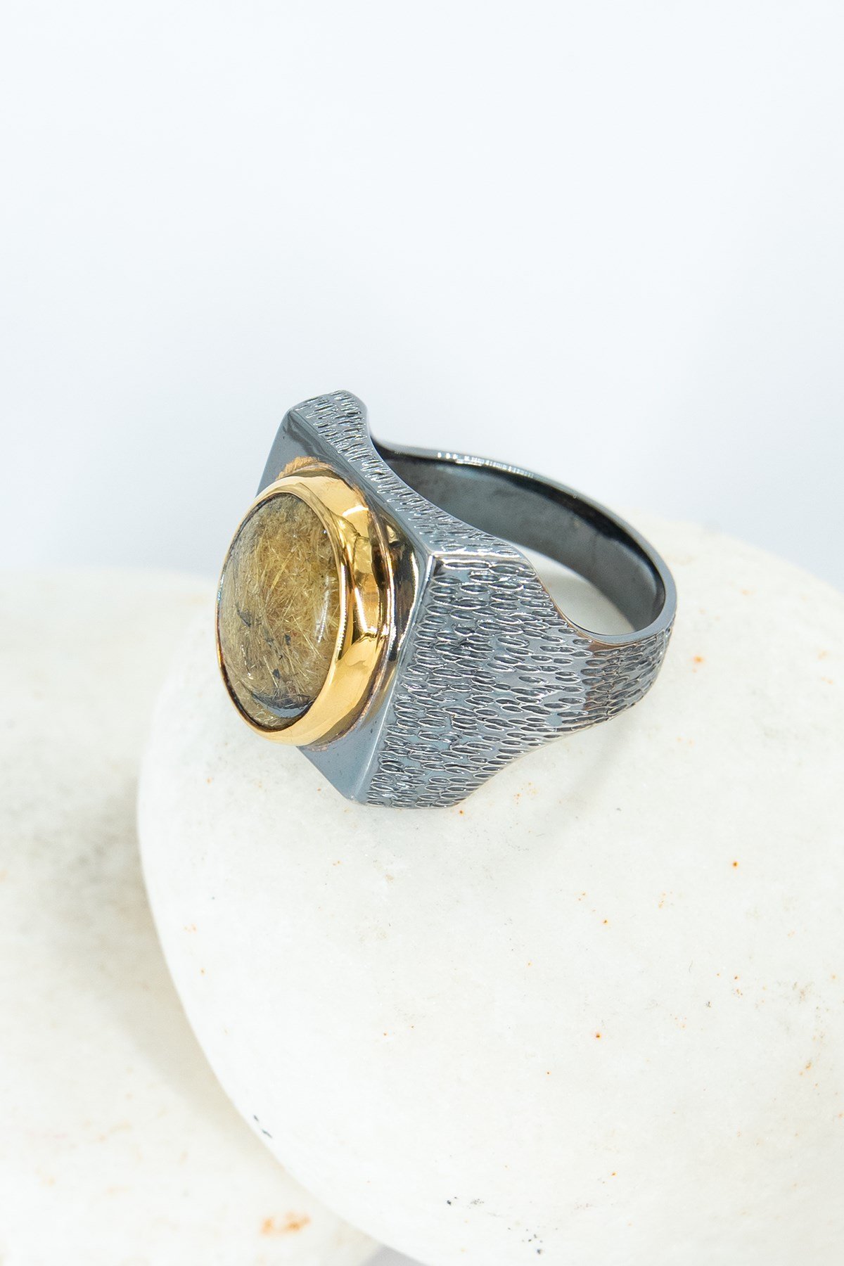Star Gold Rutil Quartz Gümüş Yüzük