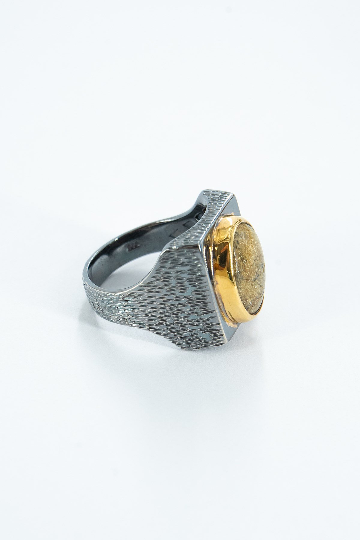 Star Gold Rutil Quartz Gümüş Yüzük
