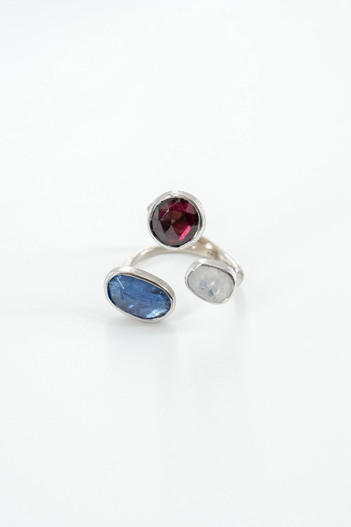Tanzanit, Garnet, Moonstone Taşlı Gümüş Yüzük 