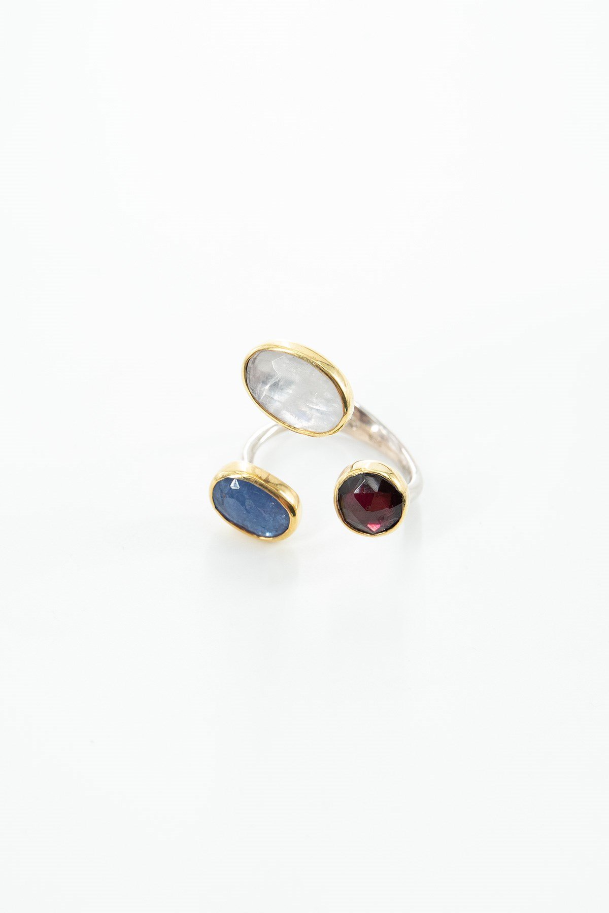 Tanzanit & Moonstone & Garnet Taşlı Yüzük