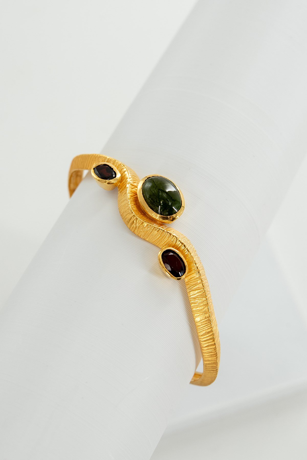 Turmalin, Garnet Taşlı Gümüş Bileklik