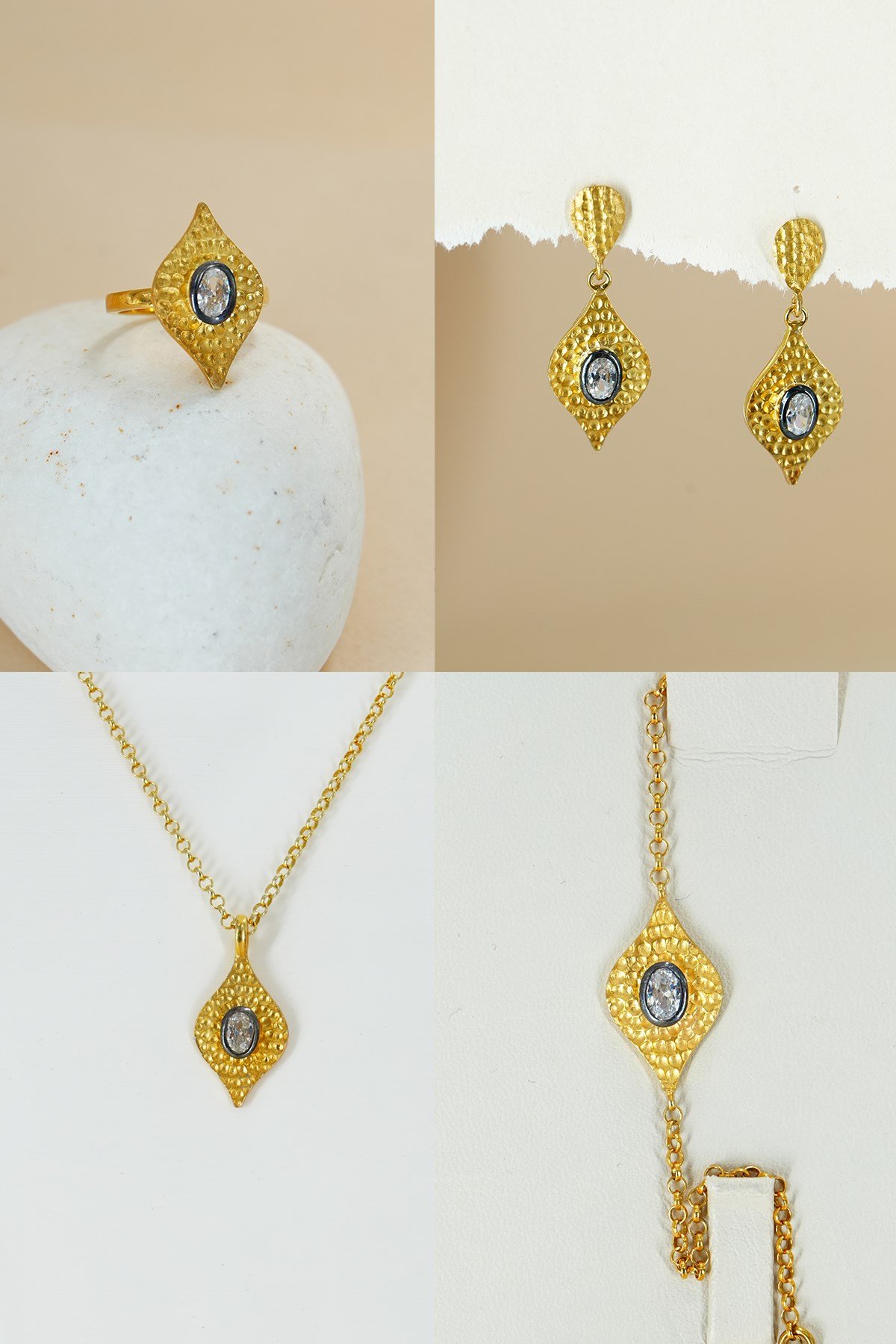 Zirkon Taşlı Gümüş Set