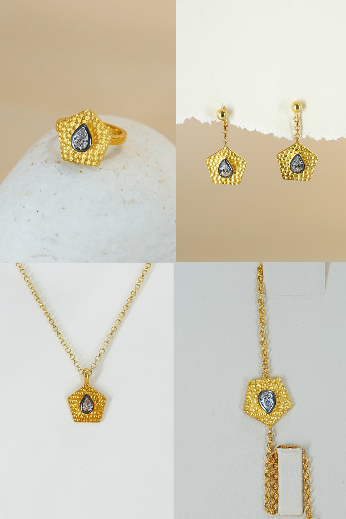 Zirkon Taşlı Gümüş Set
