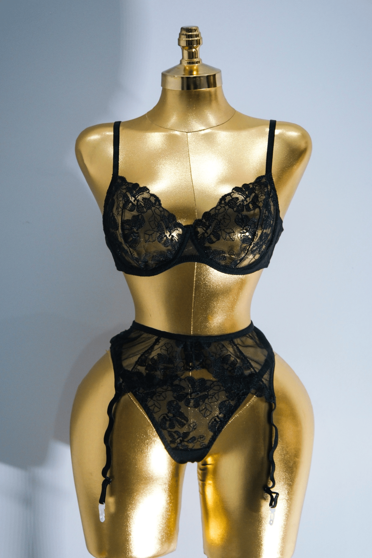Siyah Dantelli Jartiyer Set
