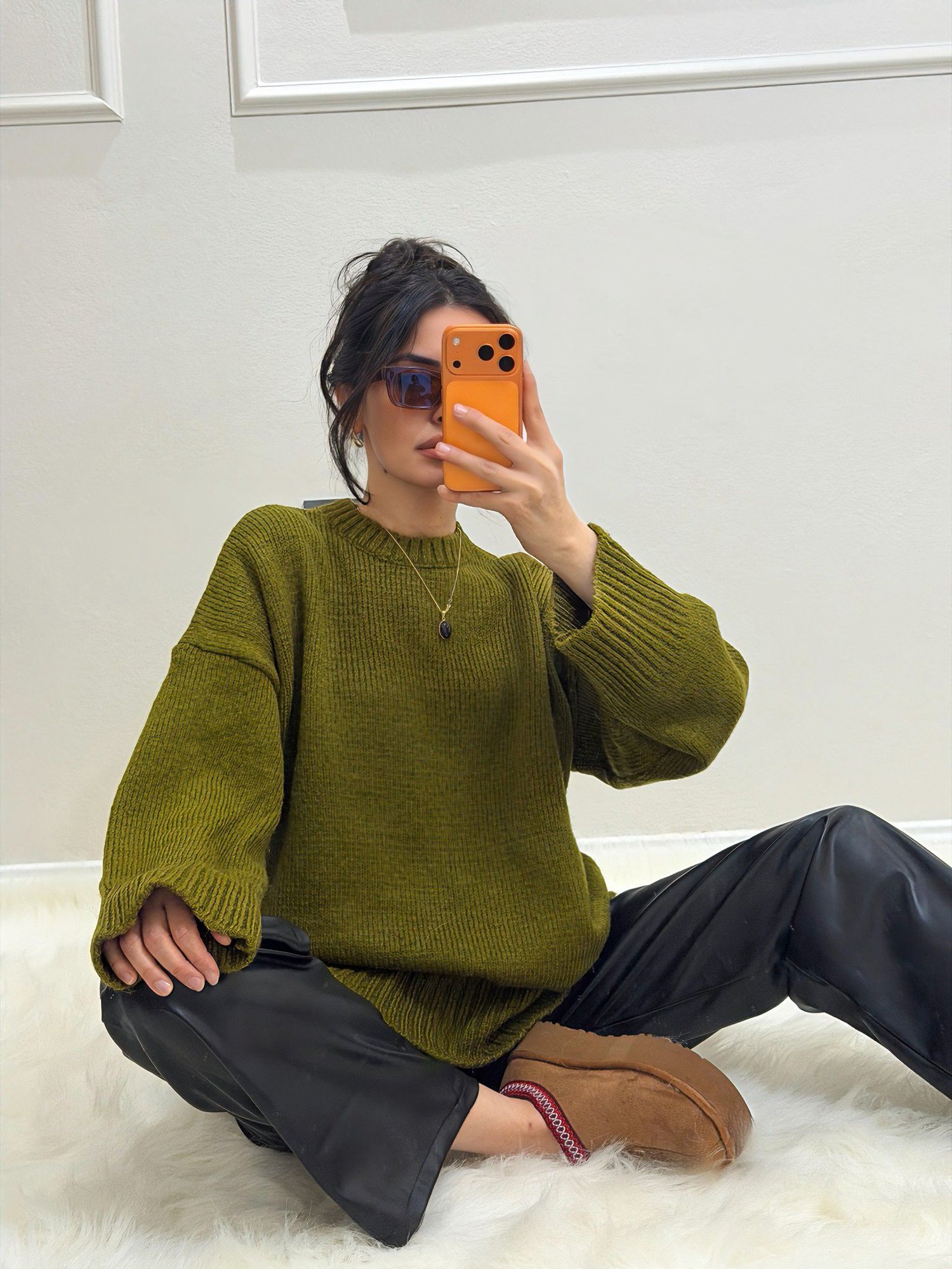 Oversize Triko Kazak Yeşil