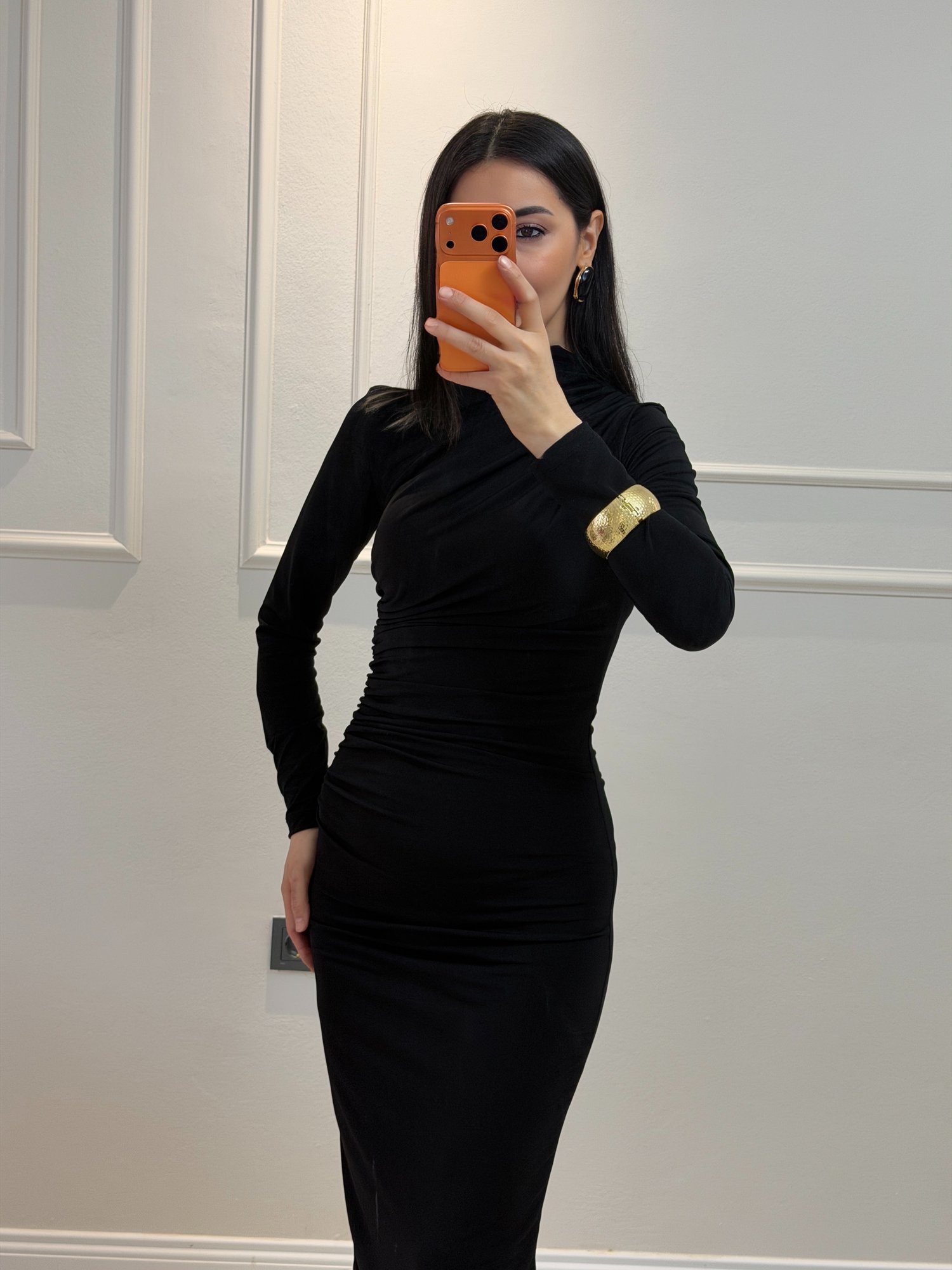 Sendy Kumaş Elbise - Siyah 