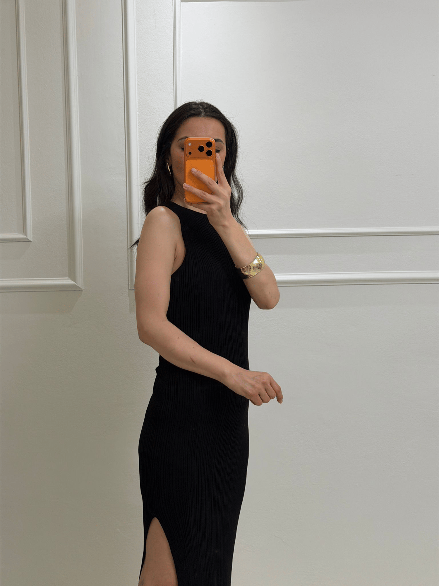 Triko Elbise Siyah