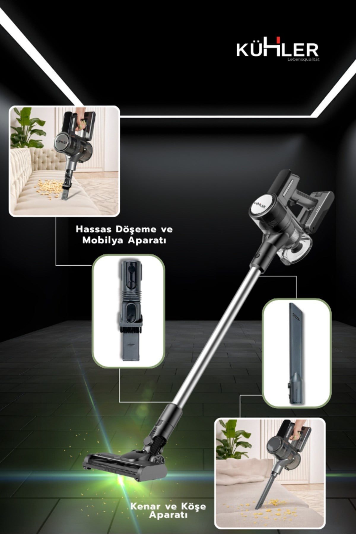 Kraftmax KH-V700 Kablosuz Turbo Fırçalı Dikey Şarjlı Süpürge