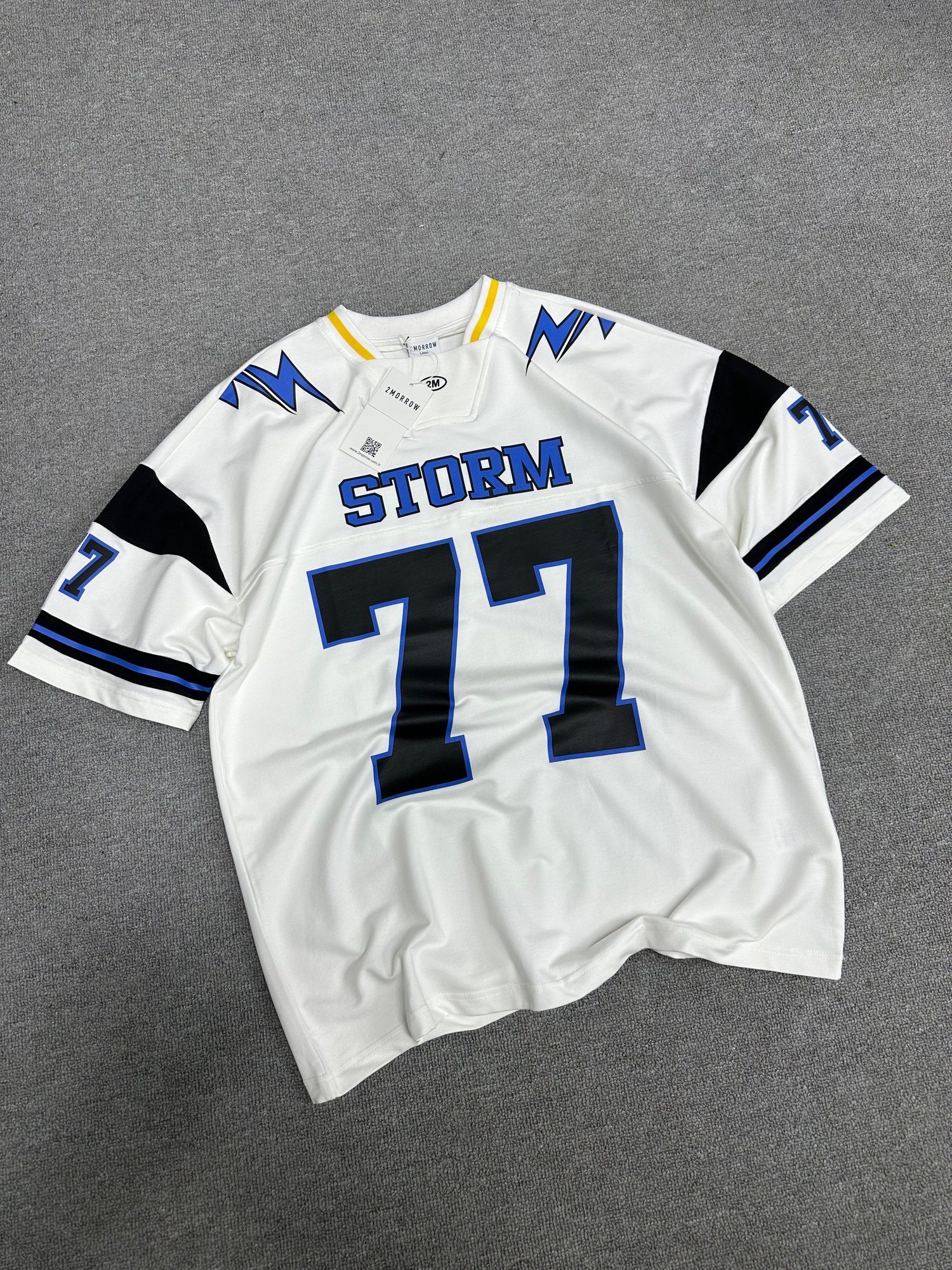 77 Baskı Detaylı Oversize T-shirt Beyaz