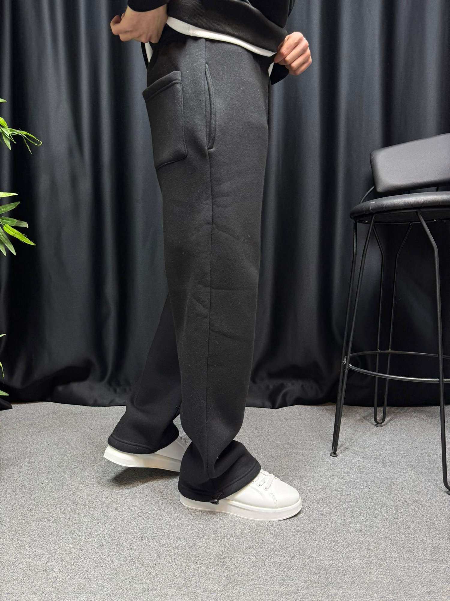 Ayarlanabilir Paça Basic Baggy Eşofman Siyah