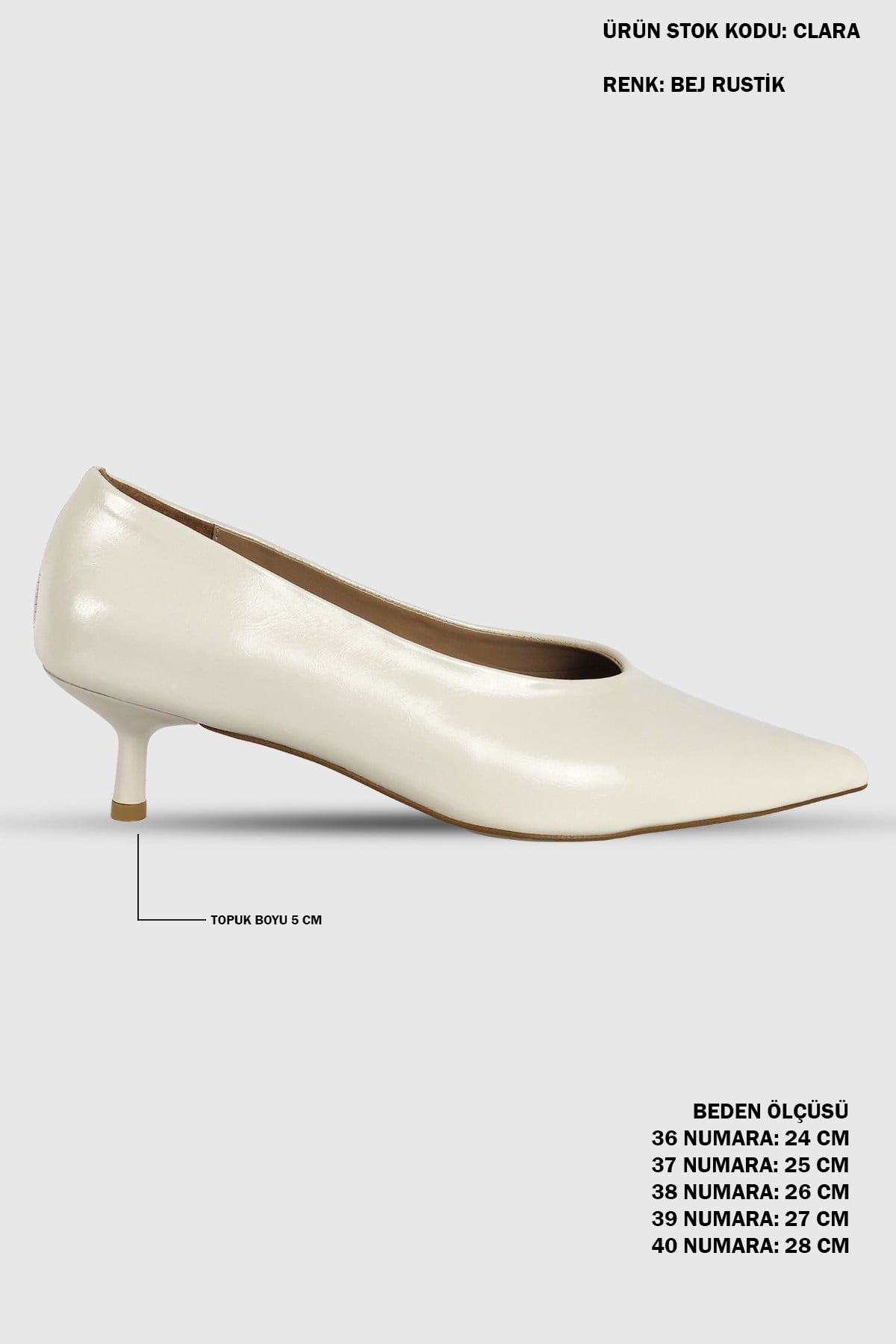 Clara Bej Mat Sivri Burun Kadın Stiletto
