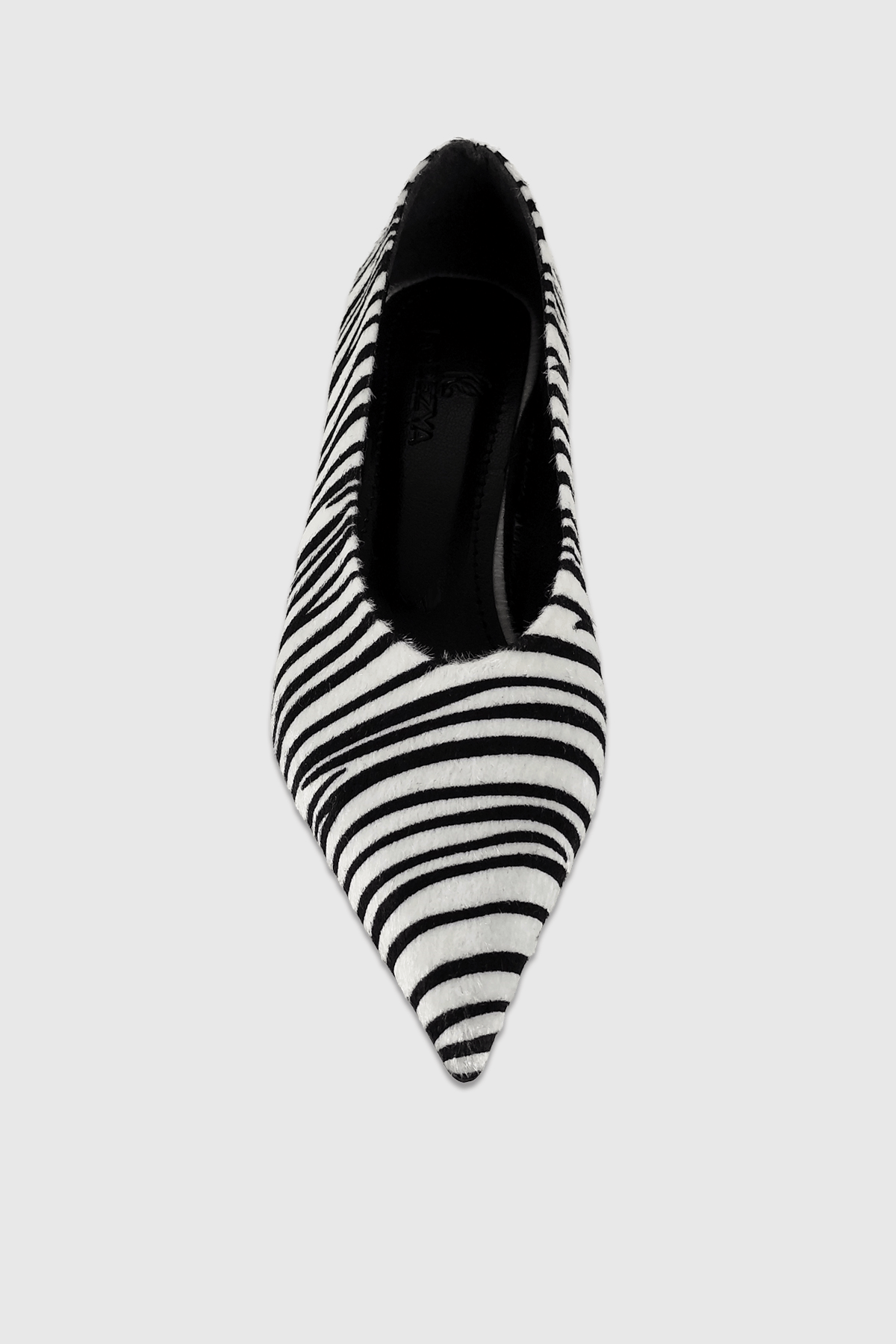 Clara Siyah Beyaz Desenli Sivri Burun Kadın Stiletto