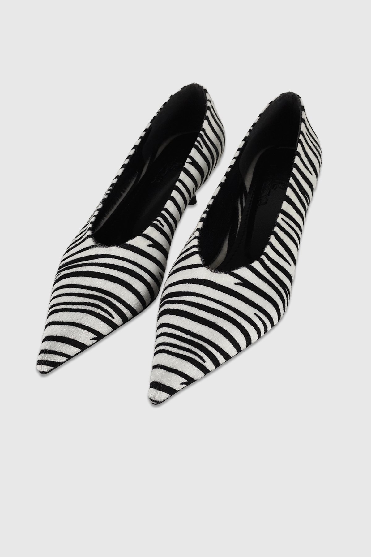 Clara Siyah Beyaz Desenli Sivri Burun Kadın Stiletto