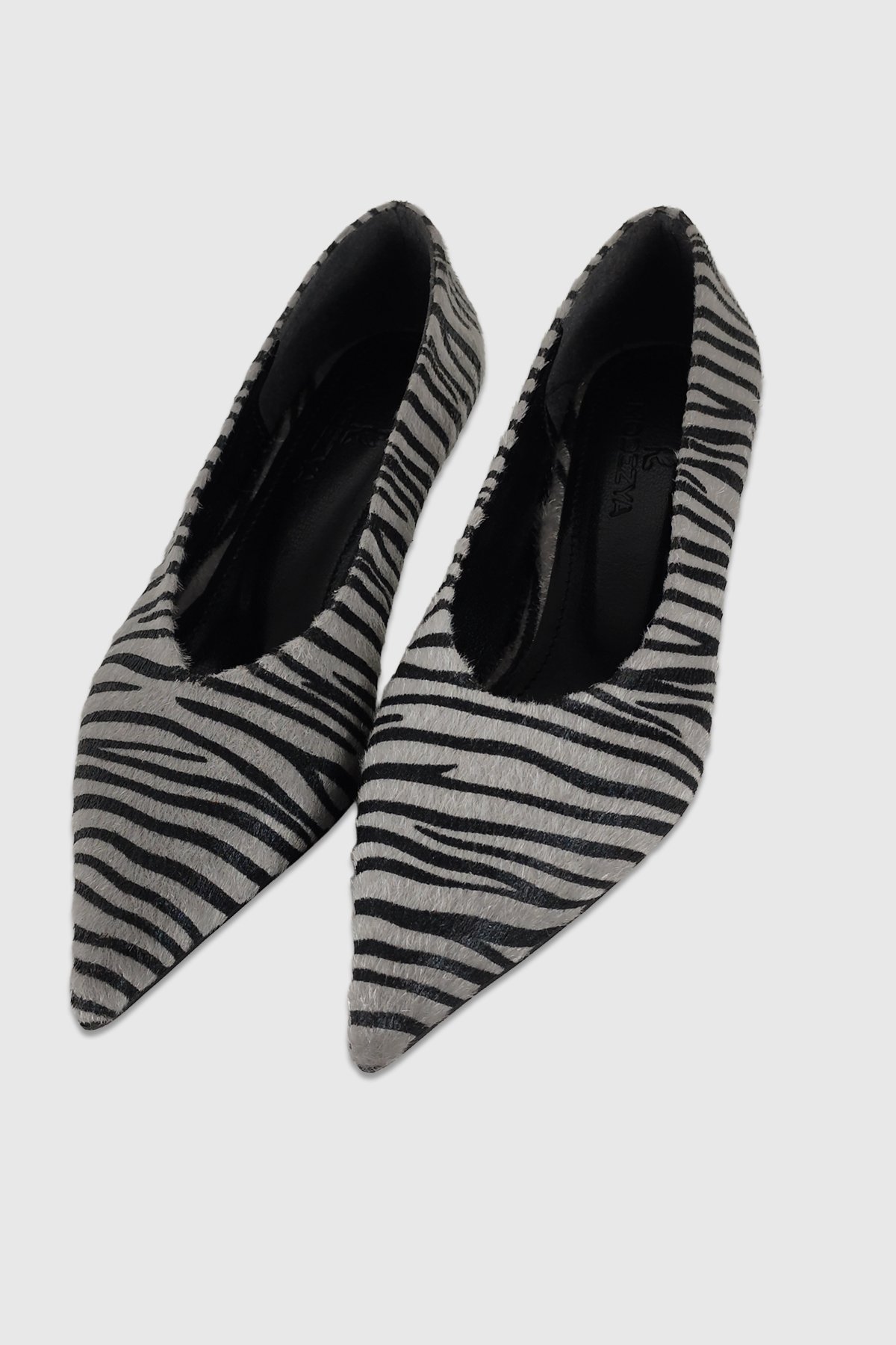Clara Siyah Gri Desenli Sivri Burun Kadın Stiletto