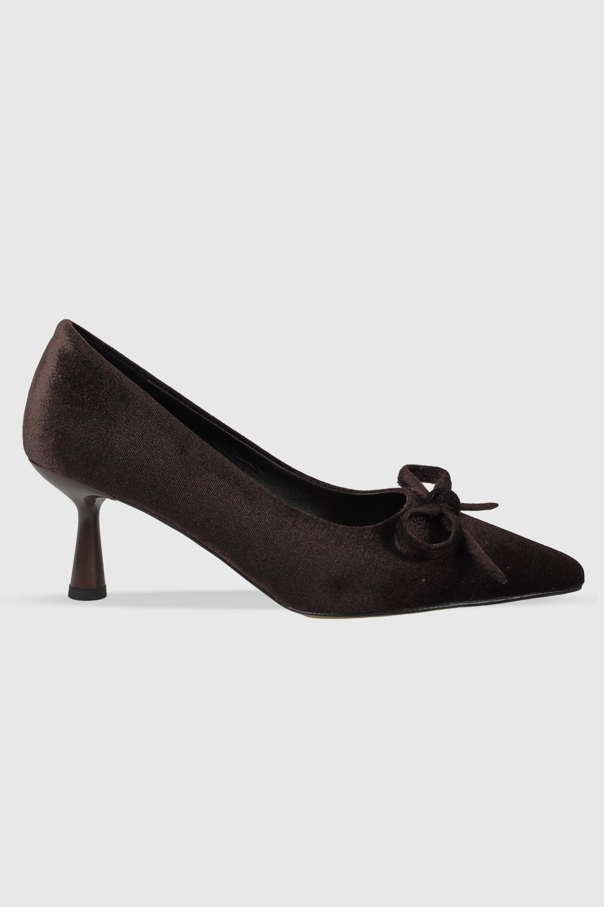 Daphne Kahve Kadife Fiyonk Detay Kadın Stiletto