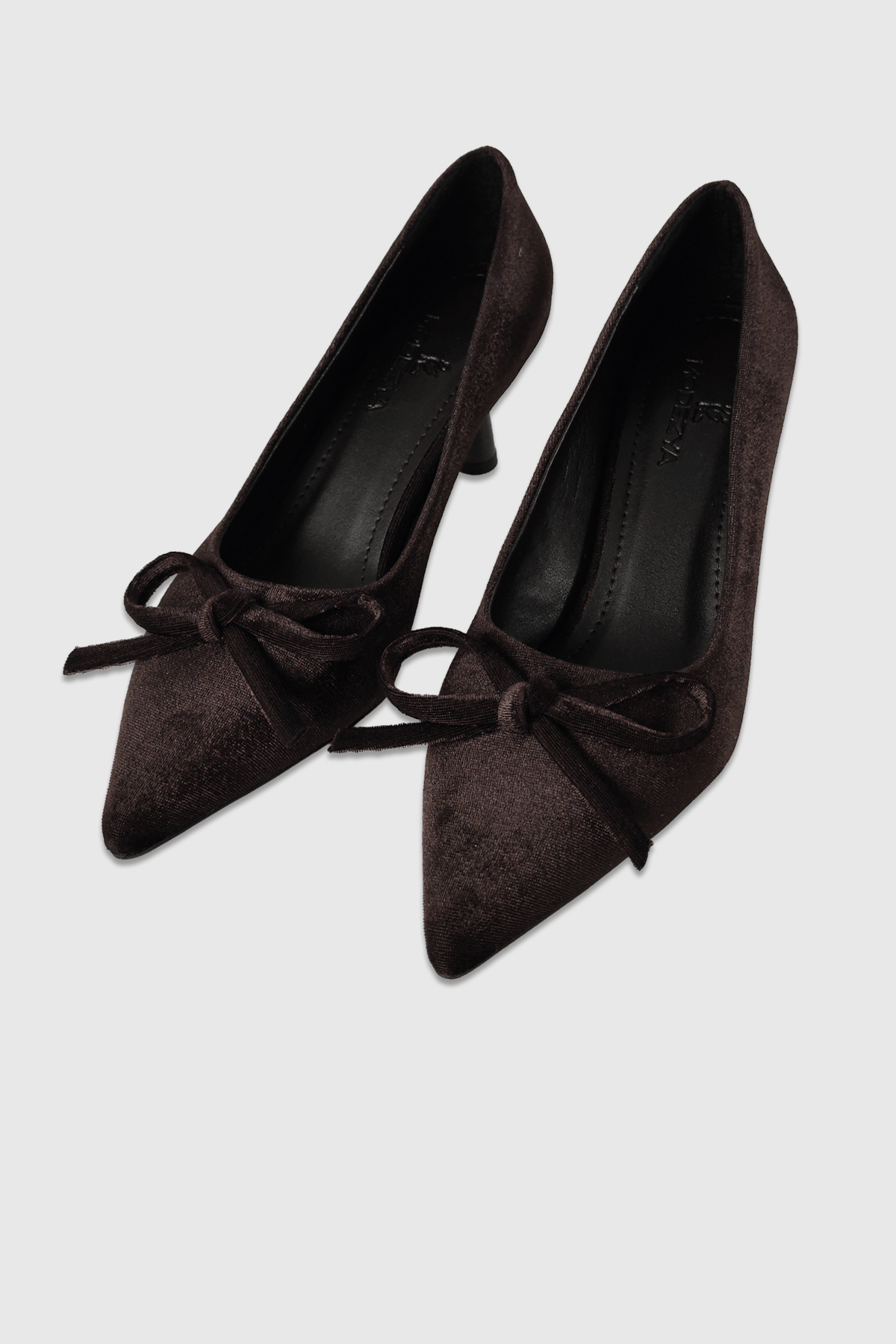 Daphne Kahve Kadife Fiyonk Detay Kadın Stiletto