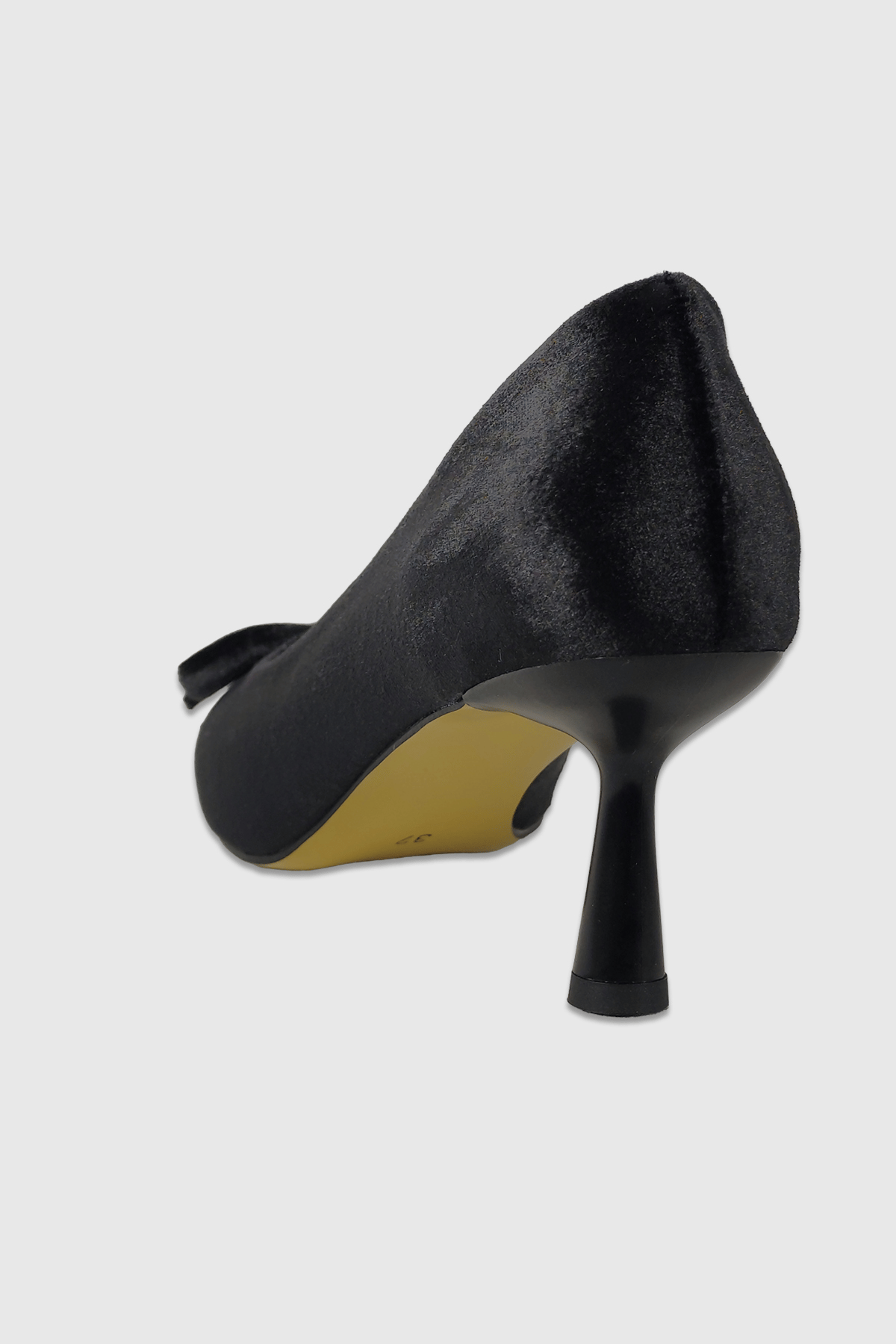 Daphne Siyah Kadife Fiyonk Detay Kadın Stiletto