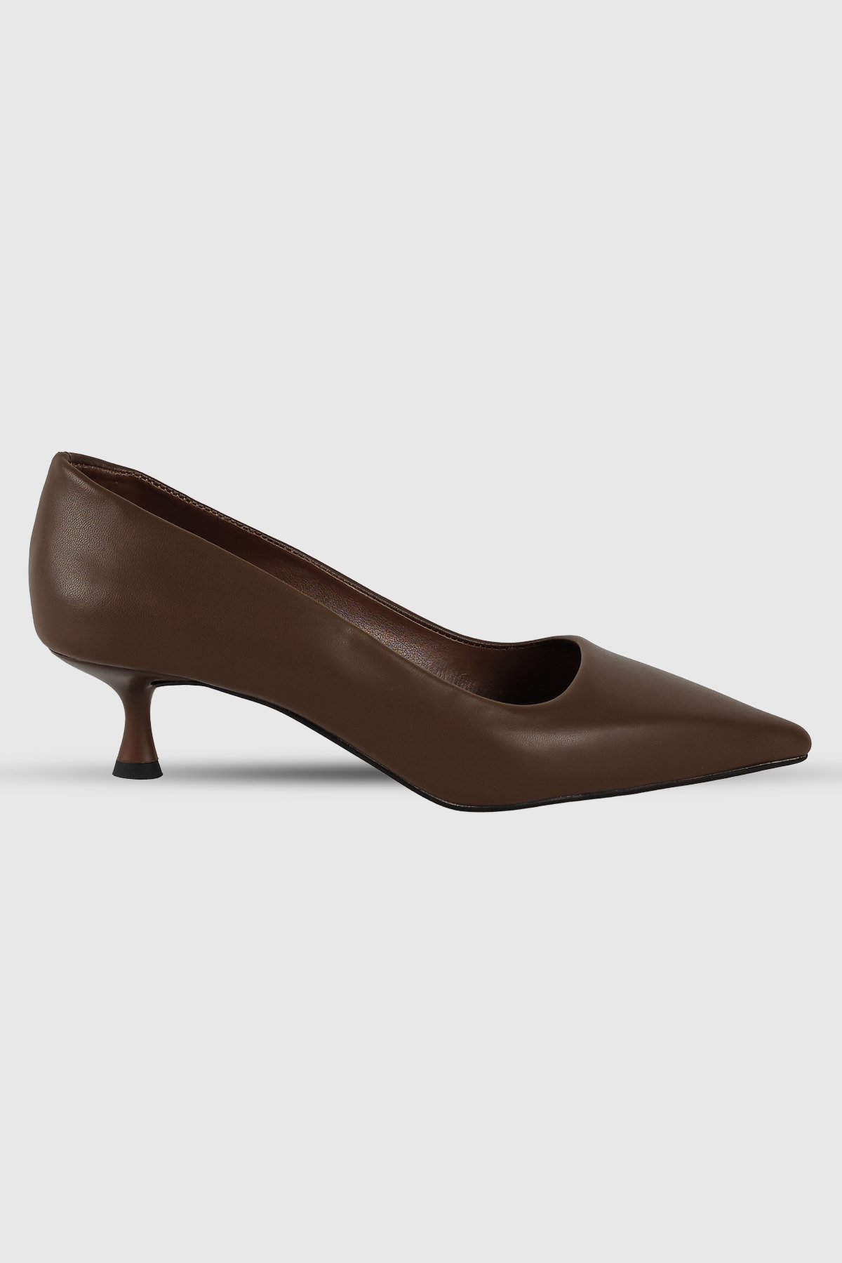 Kelly Kahve Mat Sivri Burun Kadın Stiletto