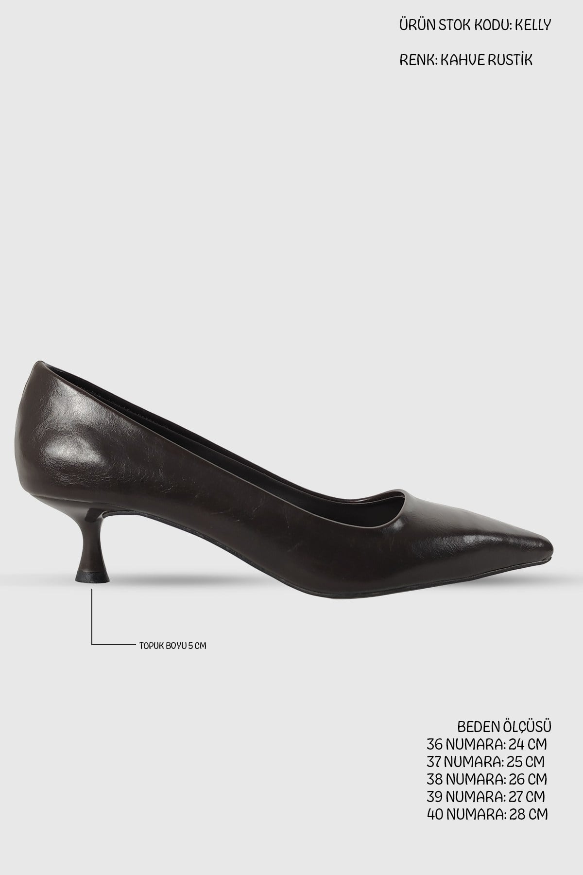 Kelly Kahve Rustik Sivri Burun Kadın Stiletto