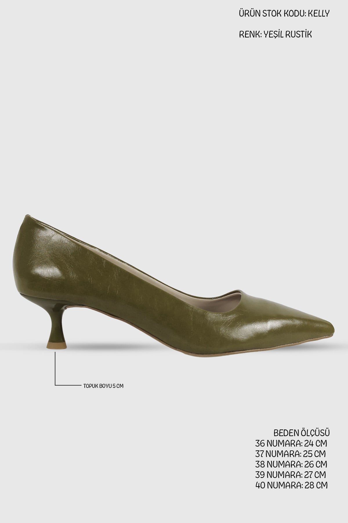 Kelly Yeşil Rustik Sivri Burun Kadın Stiletto