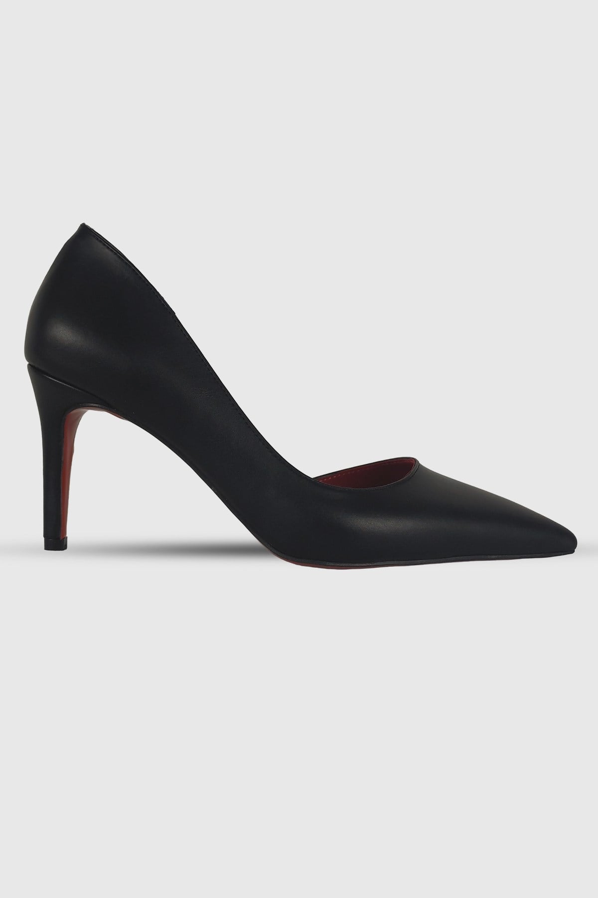 Leona Siyah Mat İç Kısmı Açık Sivri Burun Kadın Stiletto