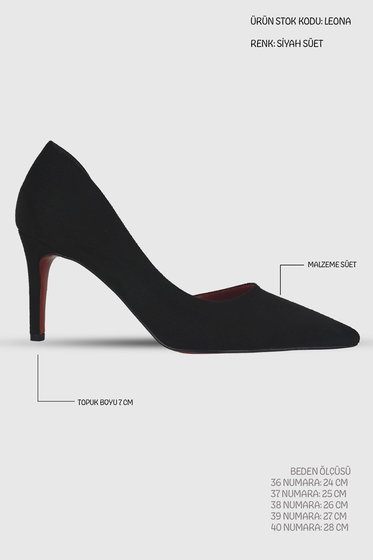 Leona Siyah Süet İç Kısmı Açık Sivri Burun Kadın Stiletto