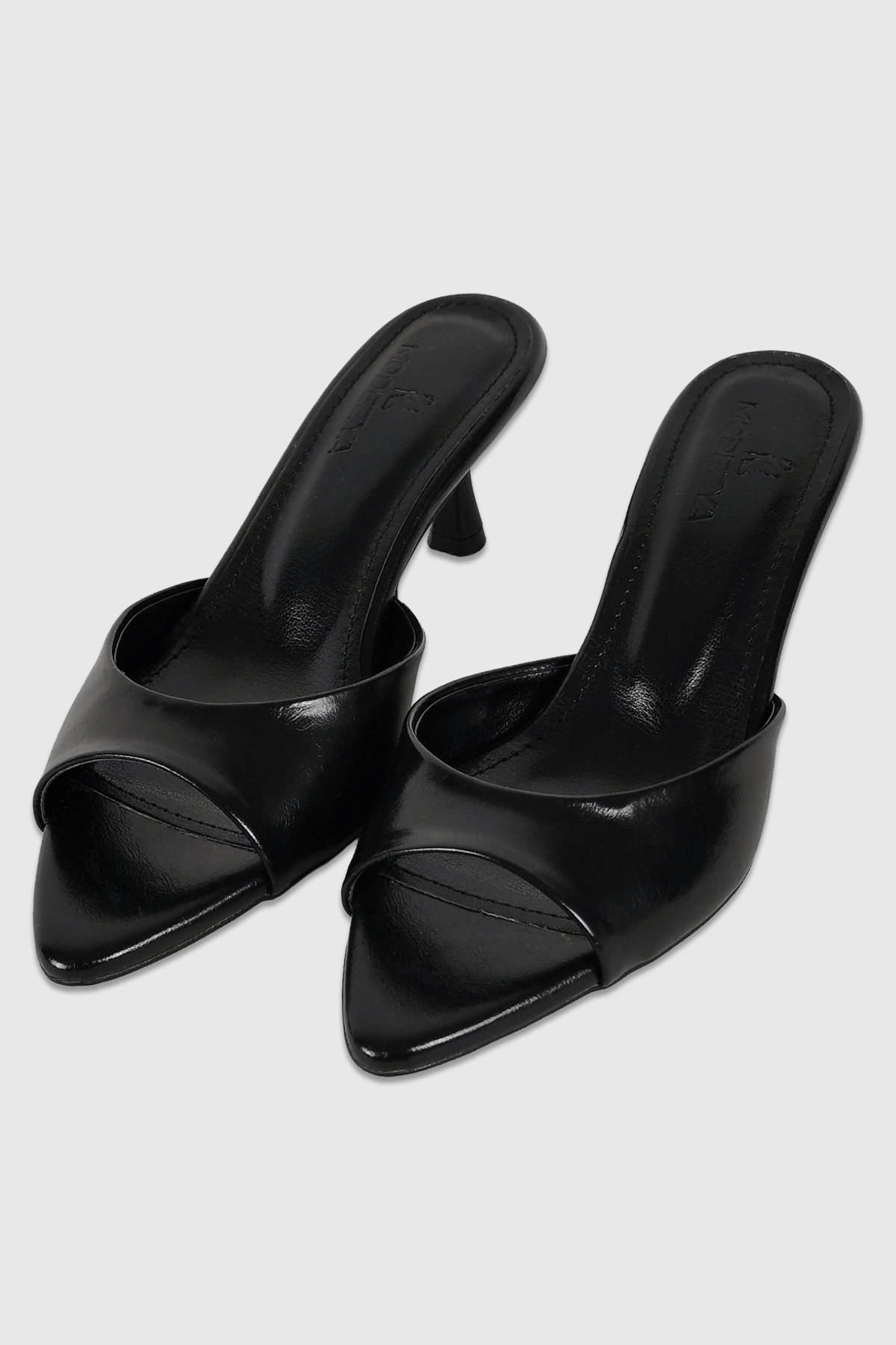 Morgana Siyah Mat Tek Bant Kadın Topuklu Terlik