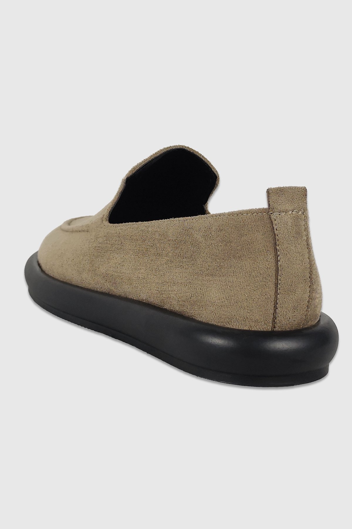Perla Koyu Bej Süet Düz Taban Kadın Loafer
