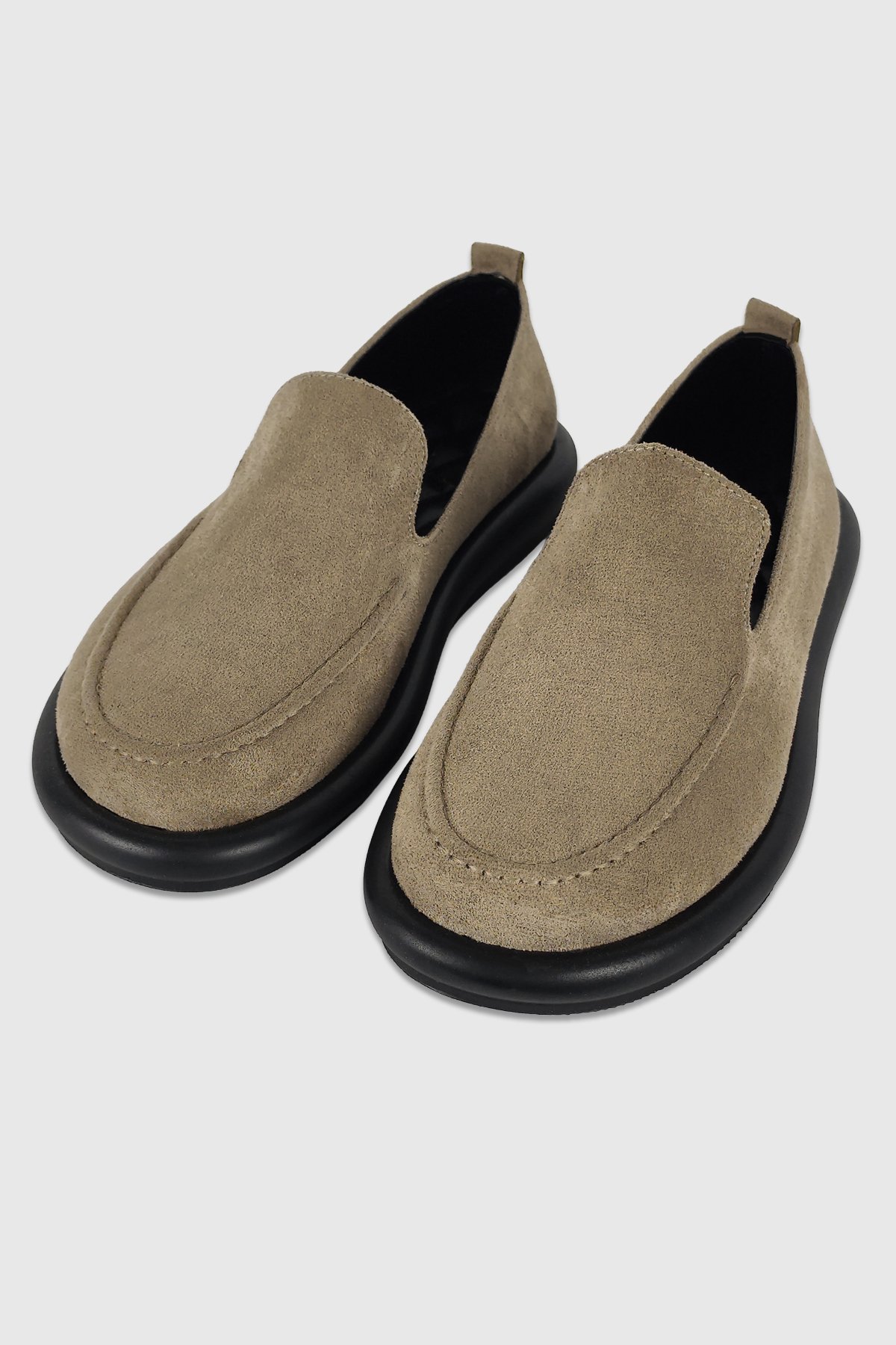 Perla Koyu Bej Süet Düz Taban Kadın Loafer