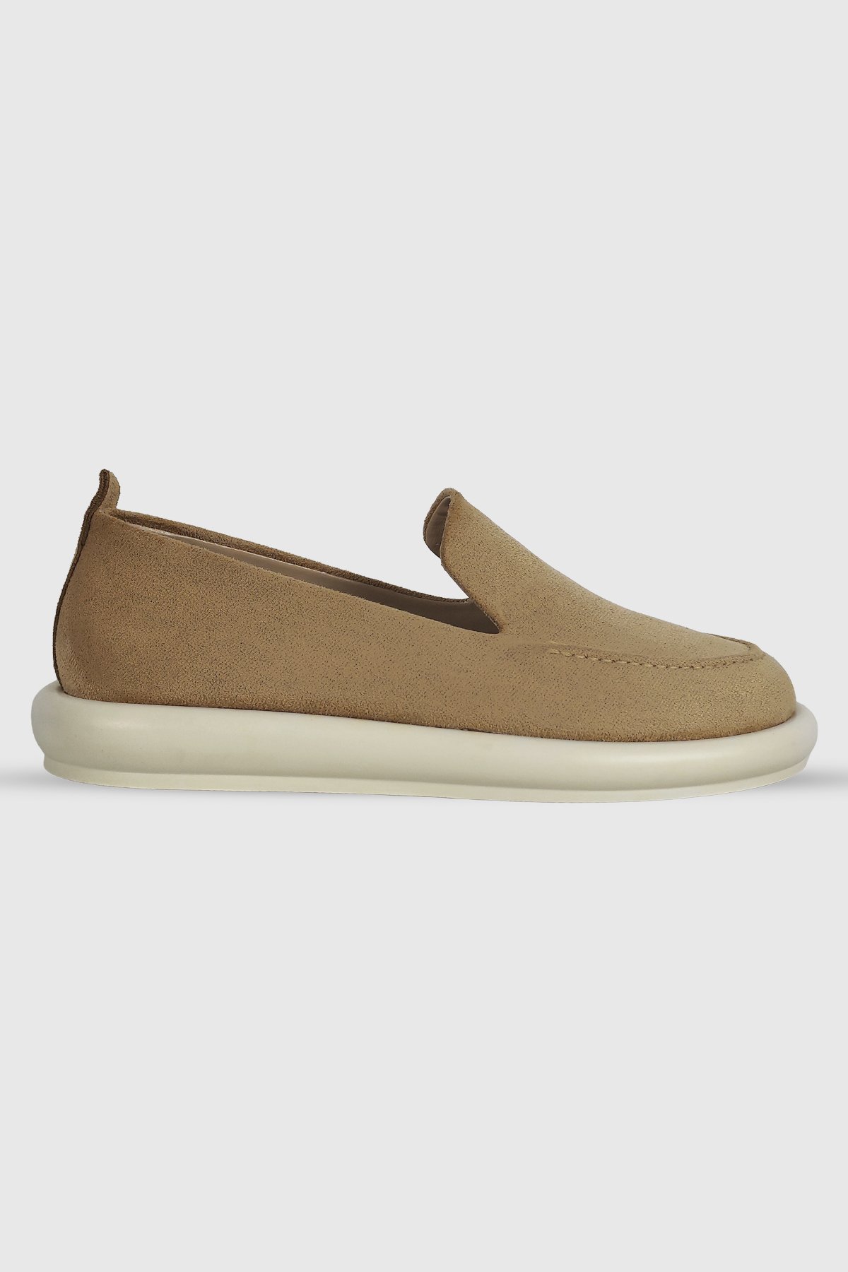 Perla Nude Süet Düz Taban Kadın Loafer