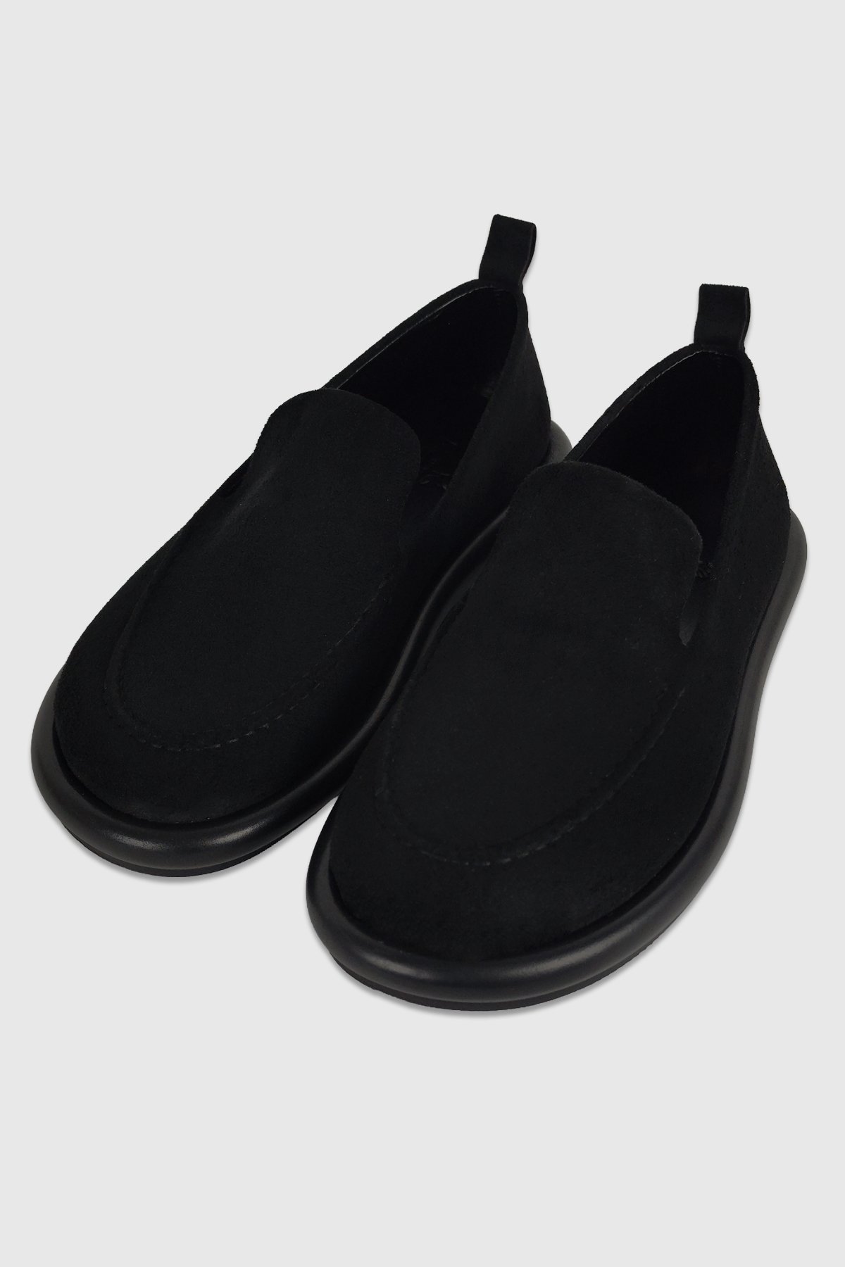 Perla Siyah Süet Düz Taban Kadın Loafer