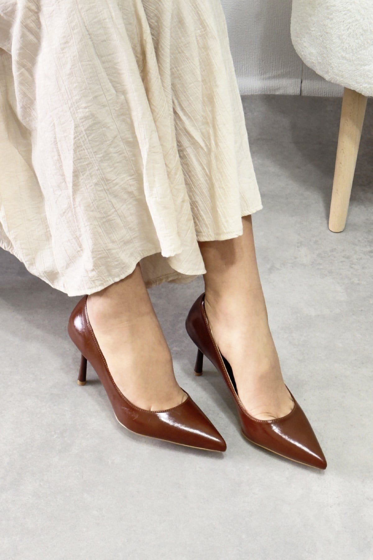 Queen Taba Rustik Kadın Sivri Burun Stiletto