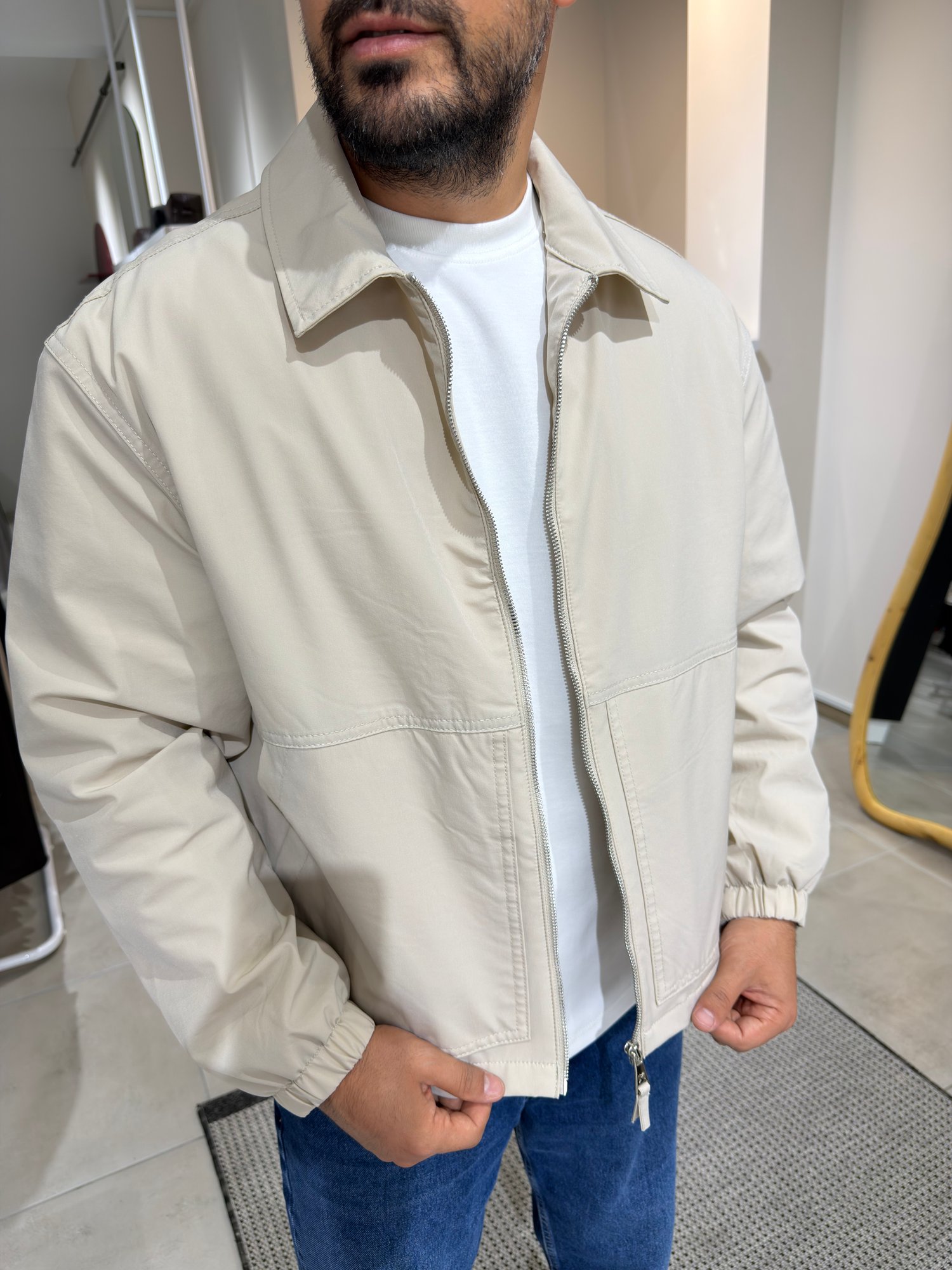 Krem Bomber İçi Dolgulu Ceket