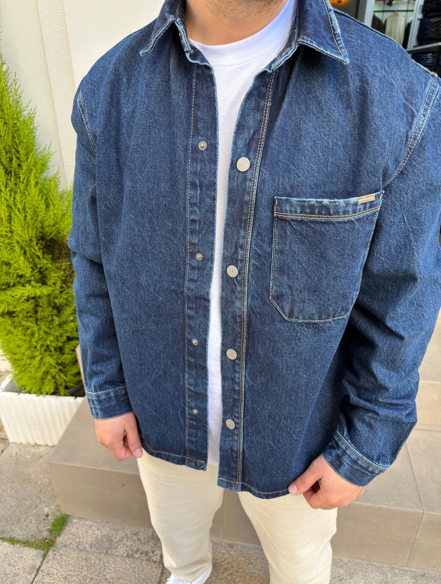 Lacivert Oversize Kot Gömlek/Ceket