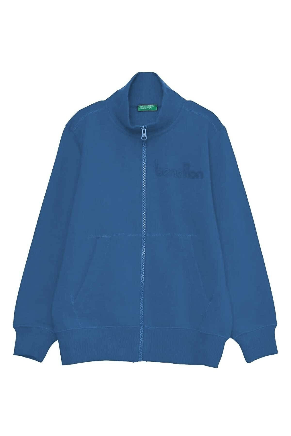 BENETTON ERKEK ÇOCUK E SMU UK_BENETTON YAZILI FERMUARLI SWEATSHİRT 222A3J68C502D