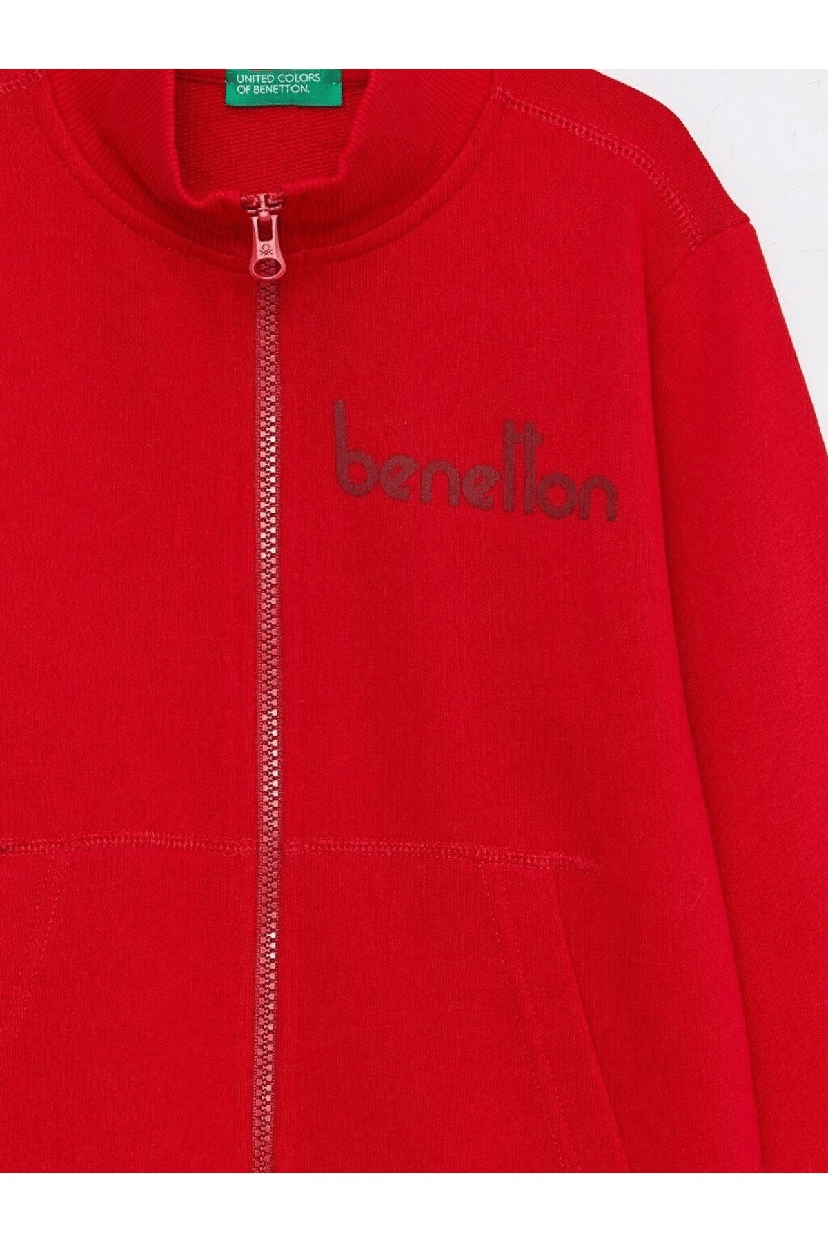 BENETTON ERKEK ÇOCUK E SMU UK_BENETTON YAZILI FERMUARLI SWEATSHİRT 222A3J68C502D
