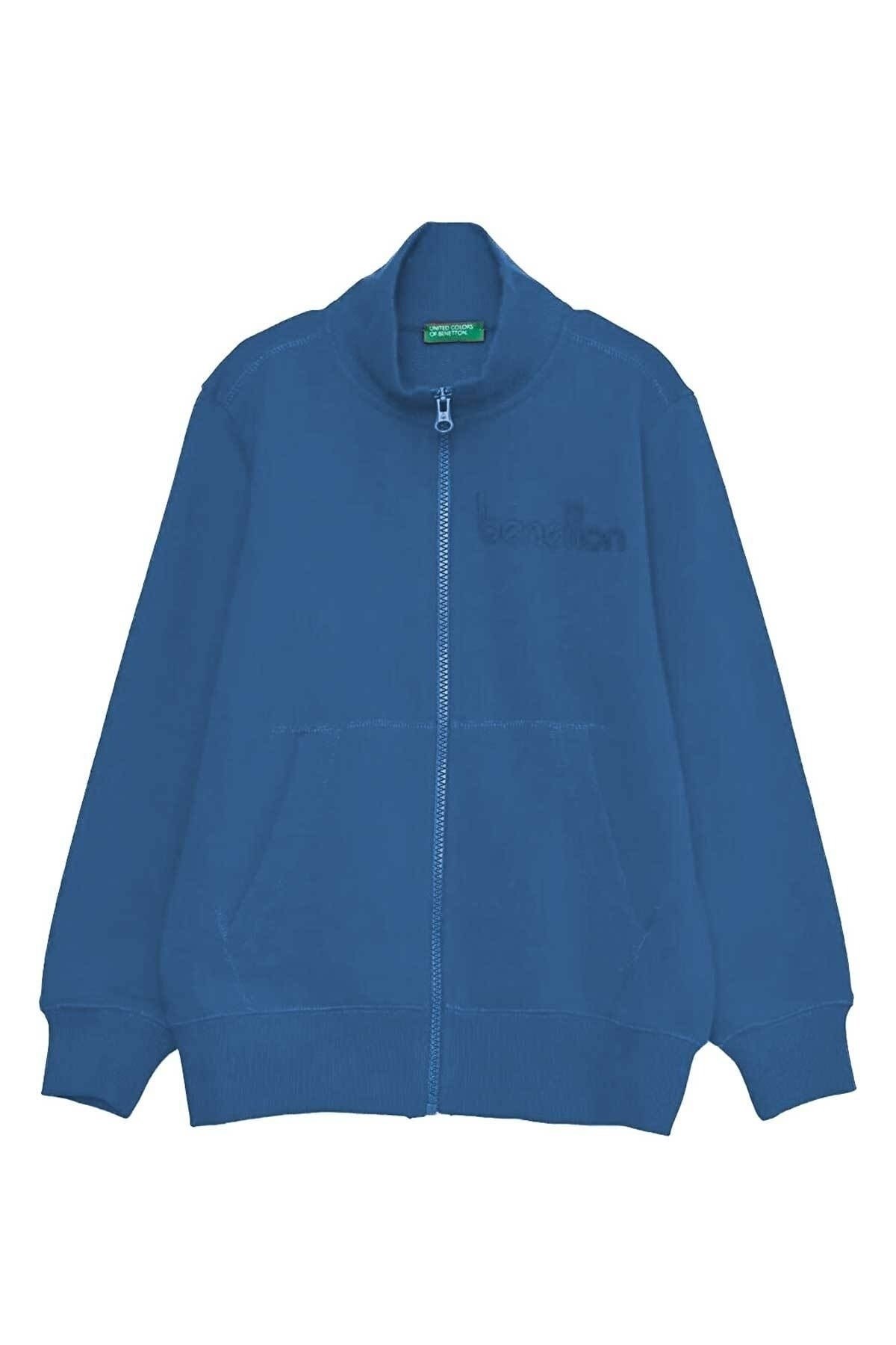 BENETTON ERKEK ÇOCUK E SMU UK_BENETTON YAZILI FERMUARLI SWEATSHİRT 222A3J68C502D